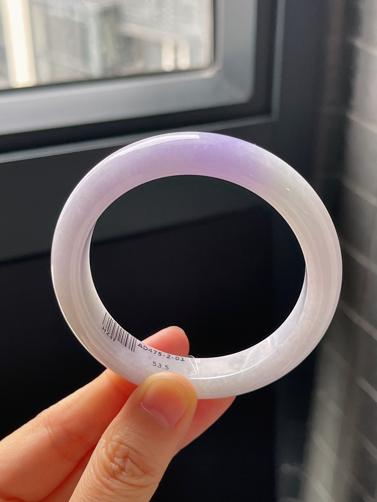 正圈53.5圈口，翡翠糯化种紫色手镯