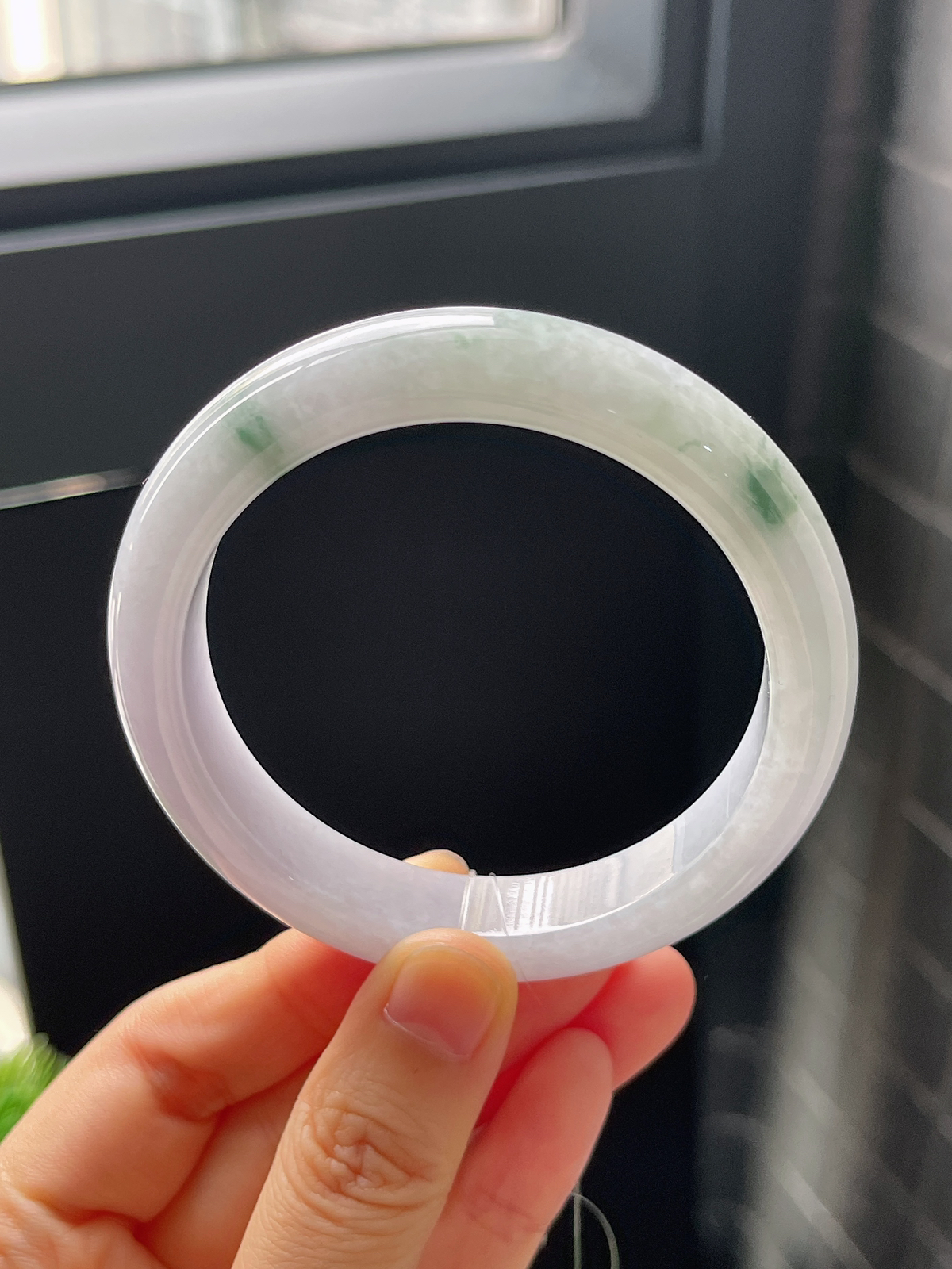 正圈56.5圈口，翡翠糯化种春带彩手镯