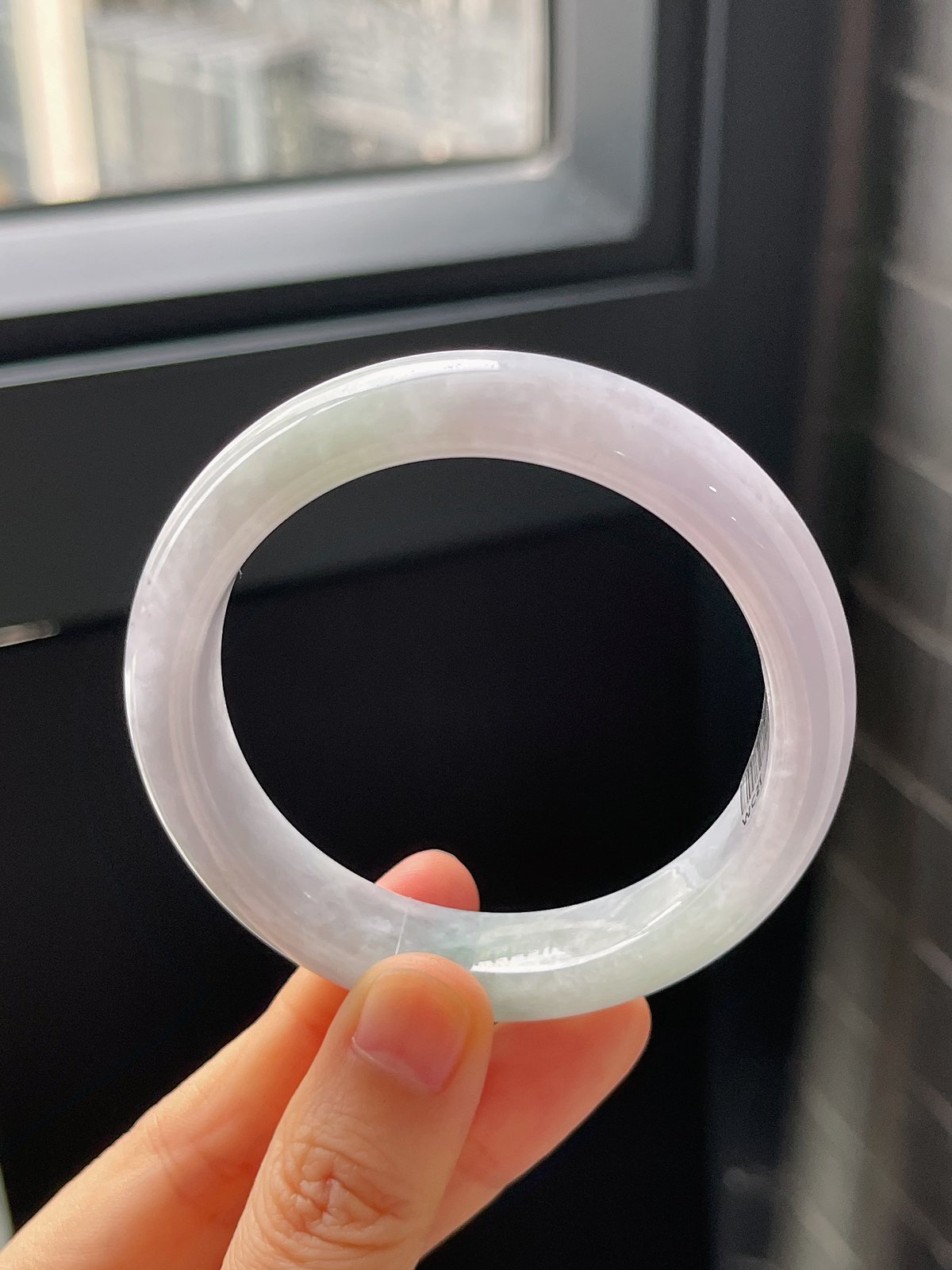 正圈53.6圈口，翡翠糯化种春带彩手镯