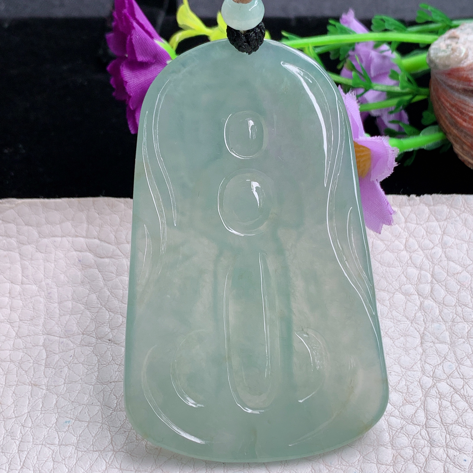 Csy实拍75.3*46.5*6.3缅甸翡翠睛水绿千手观音吊坠站观音菩萨