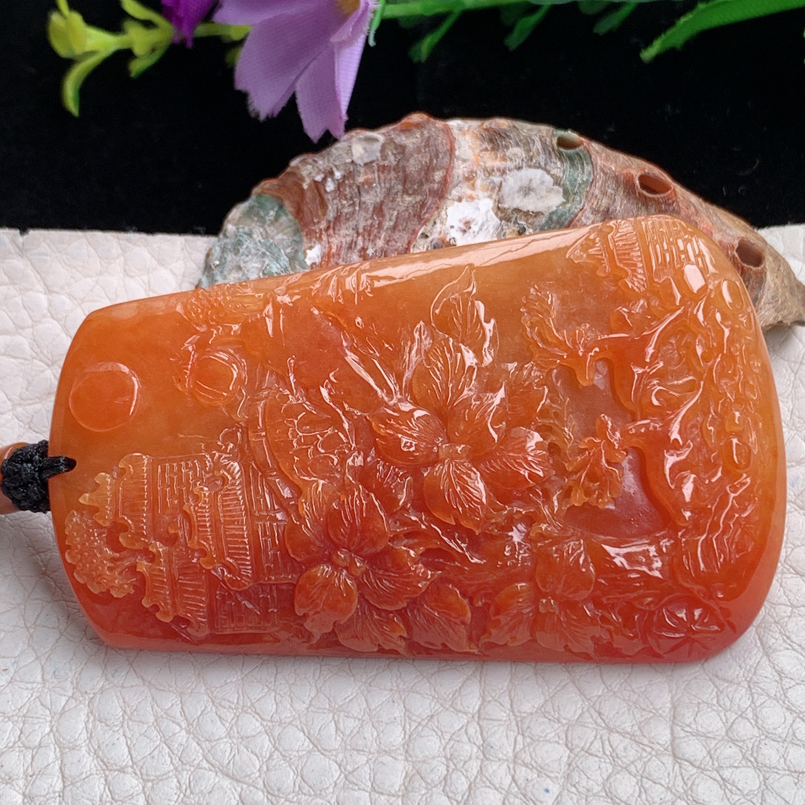 Csy实拍66.8*41*8缅甸翡翠红翡福禄祥瑞吊坠 红红火火玉坠