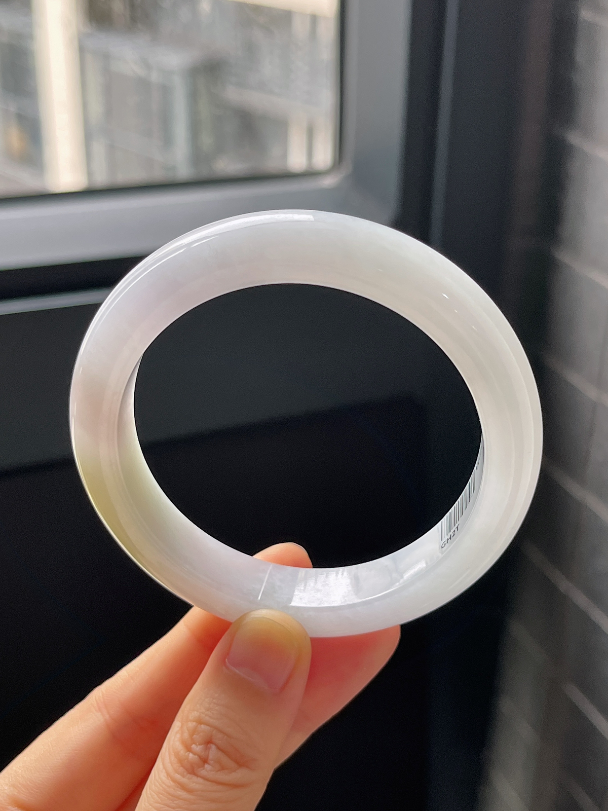 正圈56.3圈口，翡翠冰糯种黄色手镯