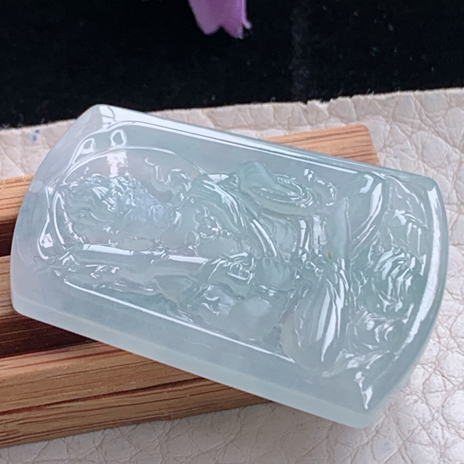 ktj实拍38.5*26*5天然缅甸翡翠冰透不动明王吊坠生肖守护神玉坠