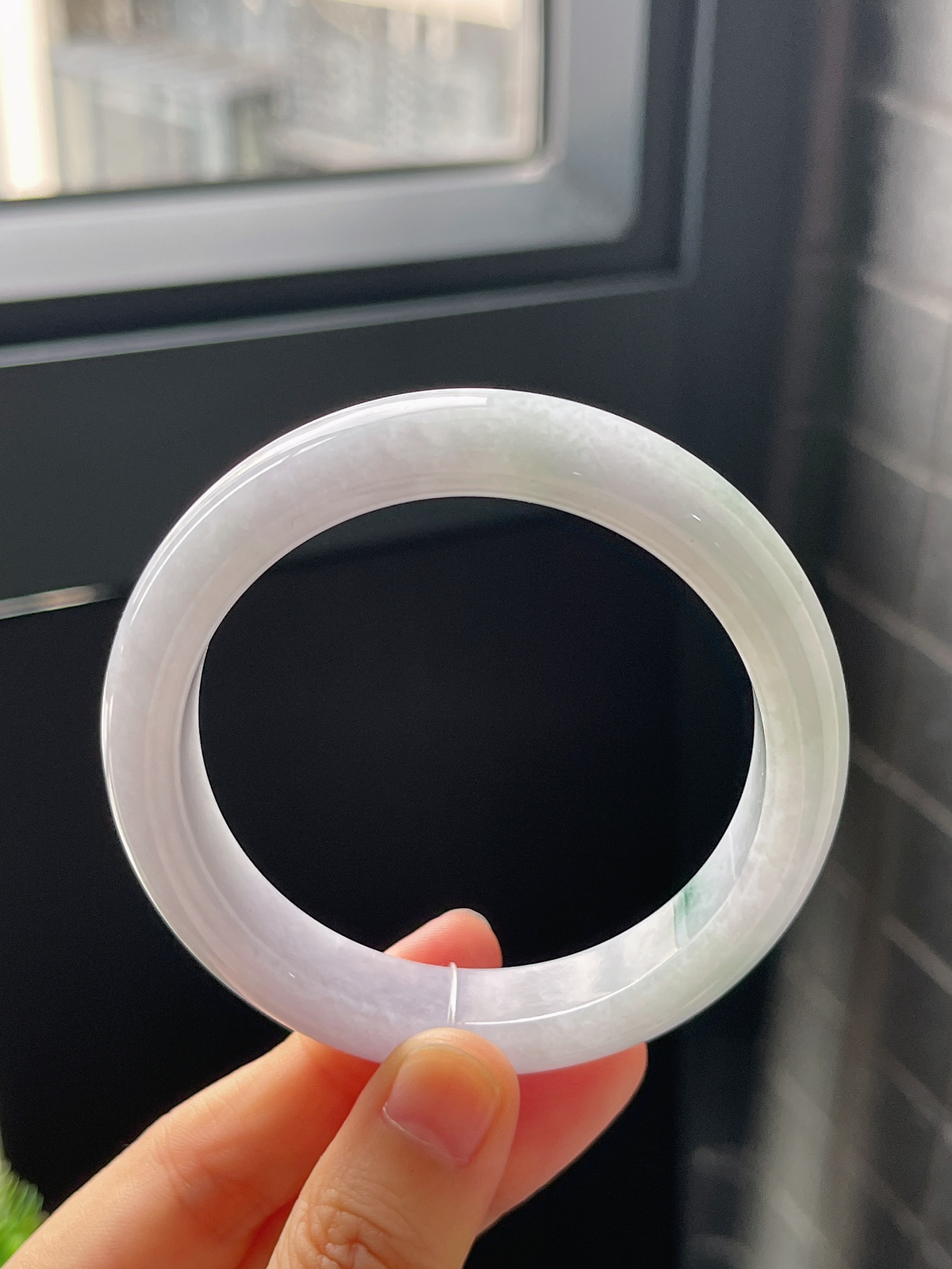 正圈56.5圈口，翡翠糯化种春带彩手镯