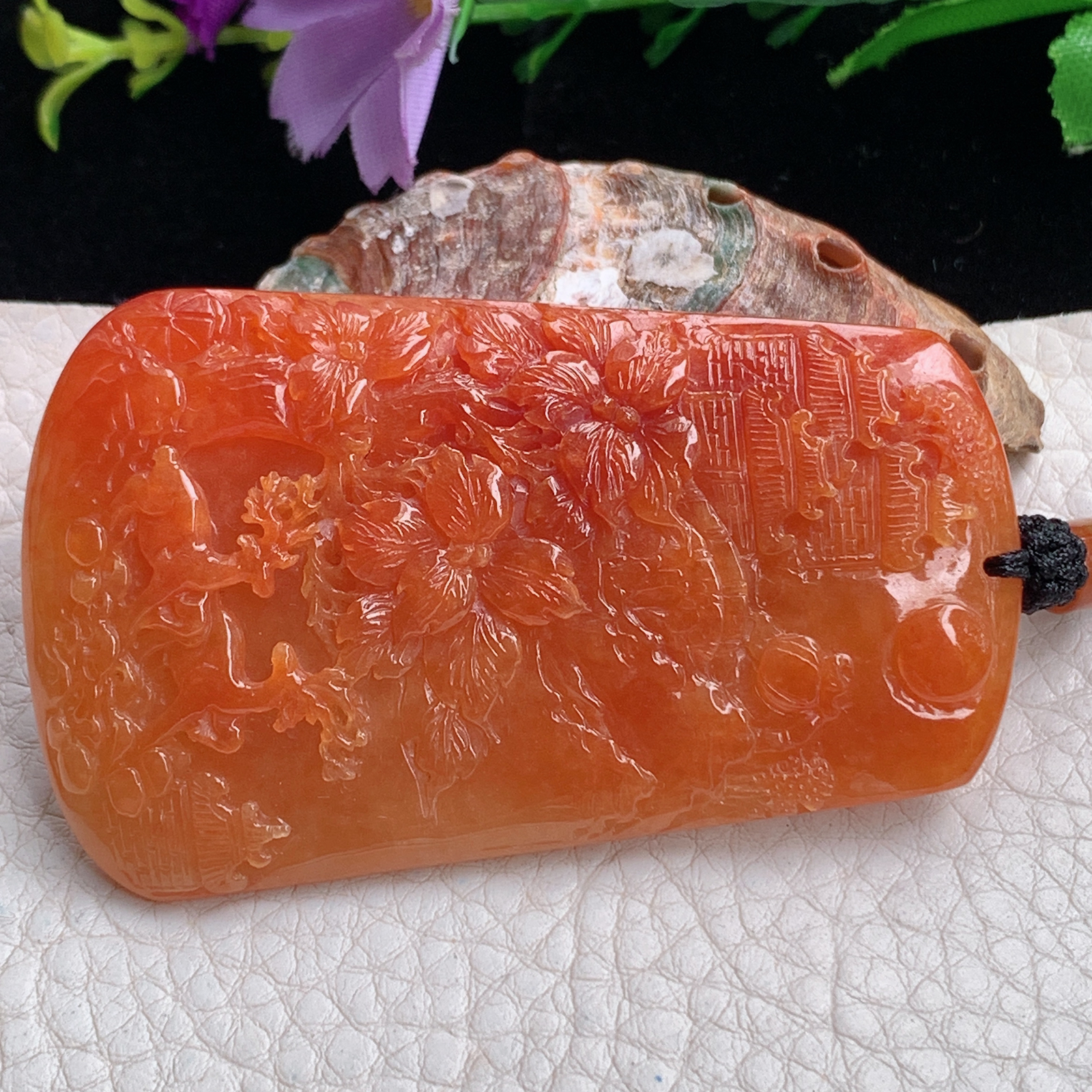 Csy实拍66.8*41*8缅甸翡翠红翡福禄祥瑞吊坠 红红火火玉坠