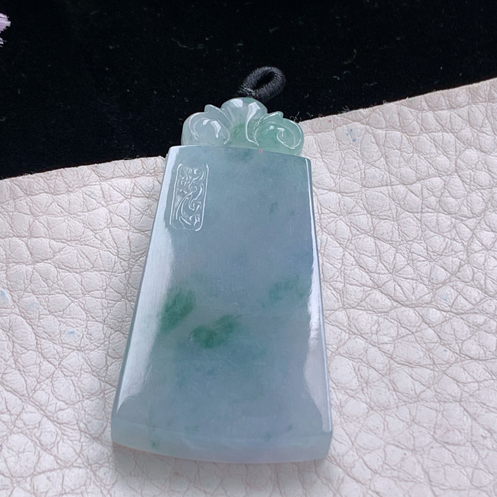 sx实拍41.8*25*6.5天然缅甸翡翠紫罗兰冰飘花平安无事牌吊坠祥云福牌