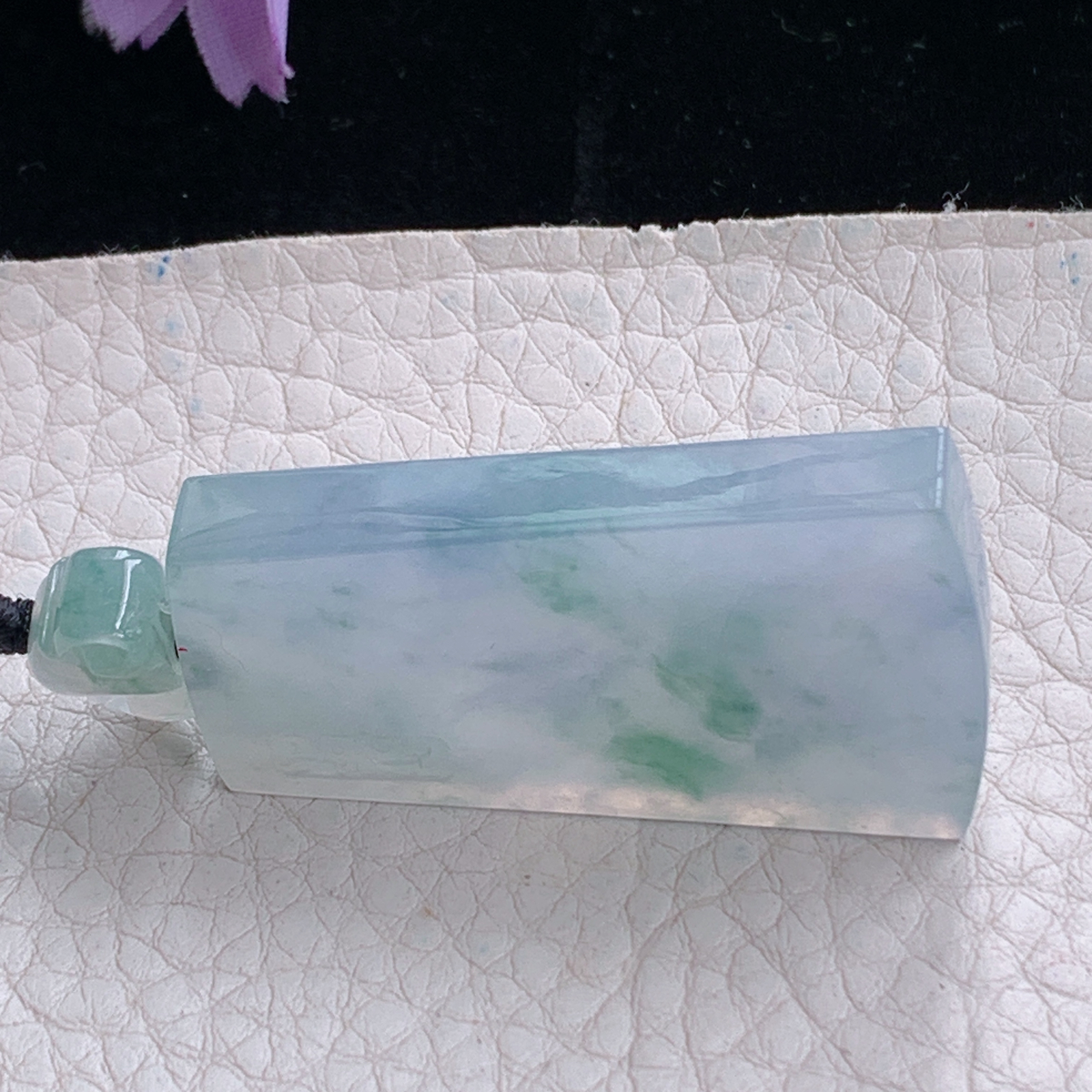 sx实拍41.8*25*6.5天然缅甸翡翠紫罗兰冰飘花平安无事牌吊坠祥云福牌