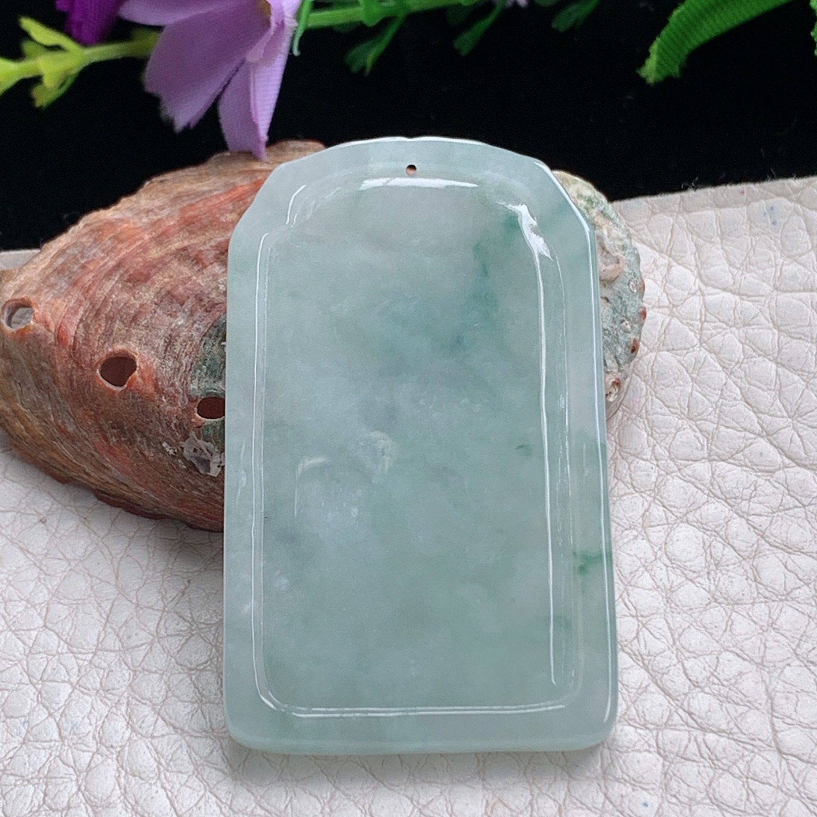 kh实拍51*30.6*5.5天然缅甸翡翠冰透飘花生肖老虎吊坠 上山虎