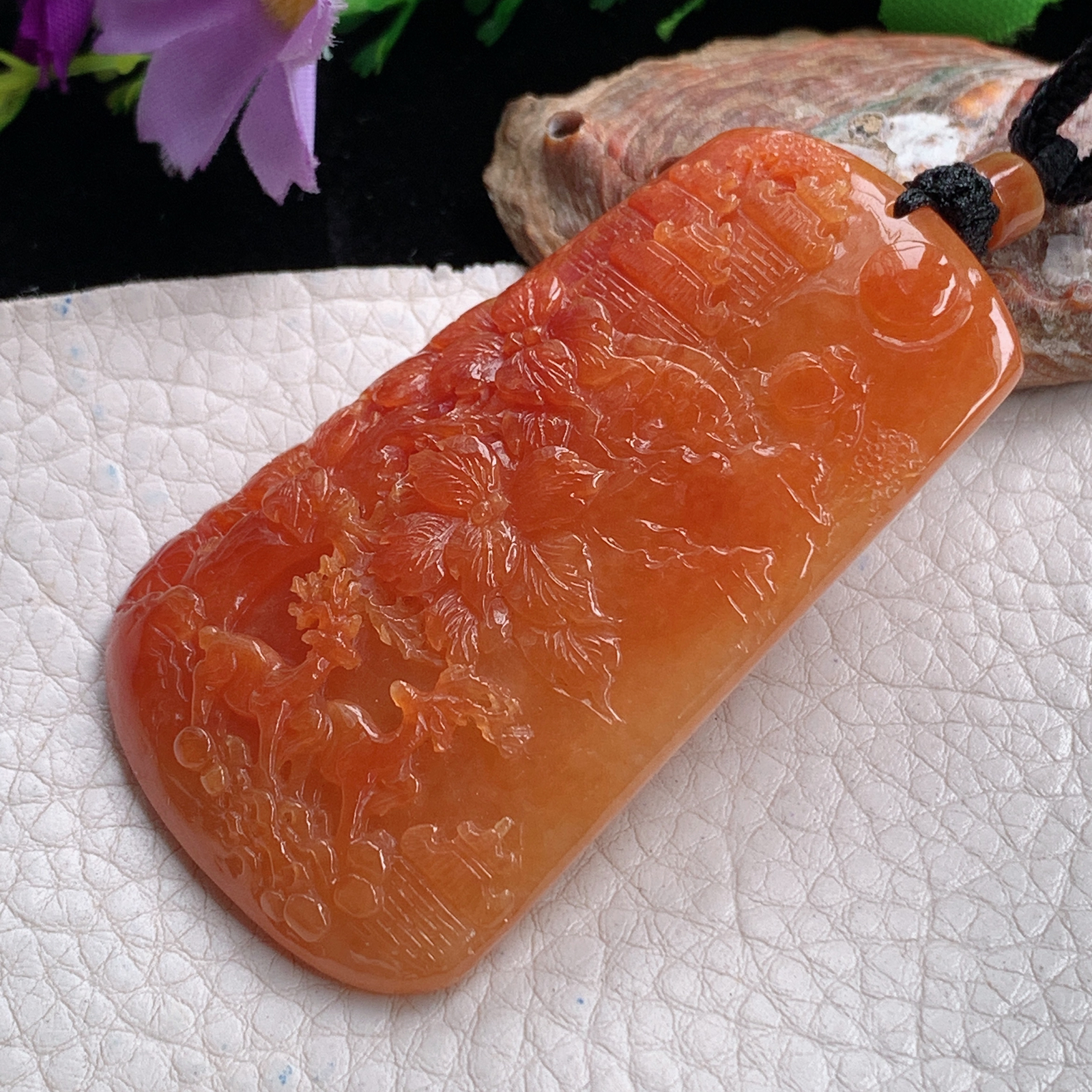 Csy实拍66.8*41*8缅甸翡翠红翡福禄祥瑞吊坠 红红火火玉坠