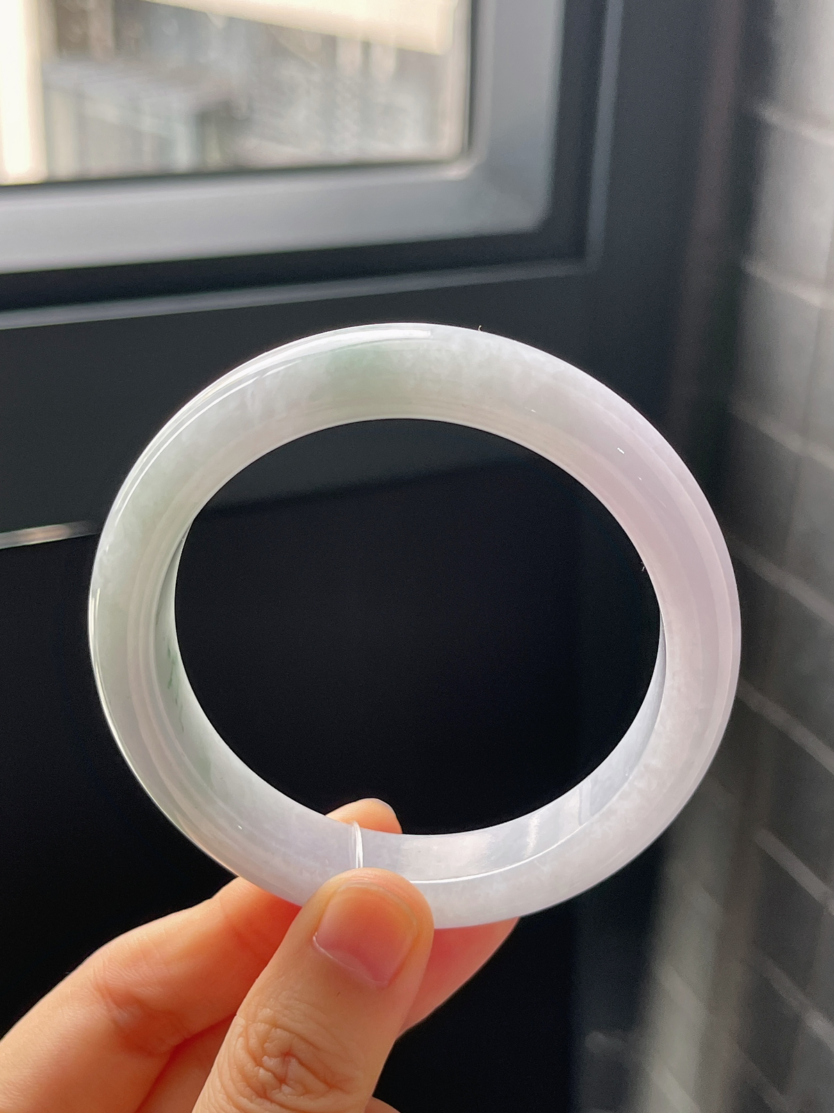 正圈56.5圈口，翡翠糯化种春带彩手镯