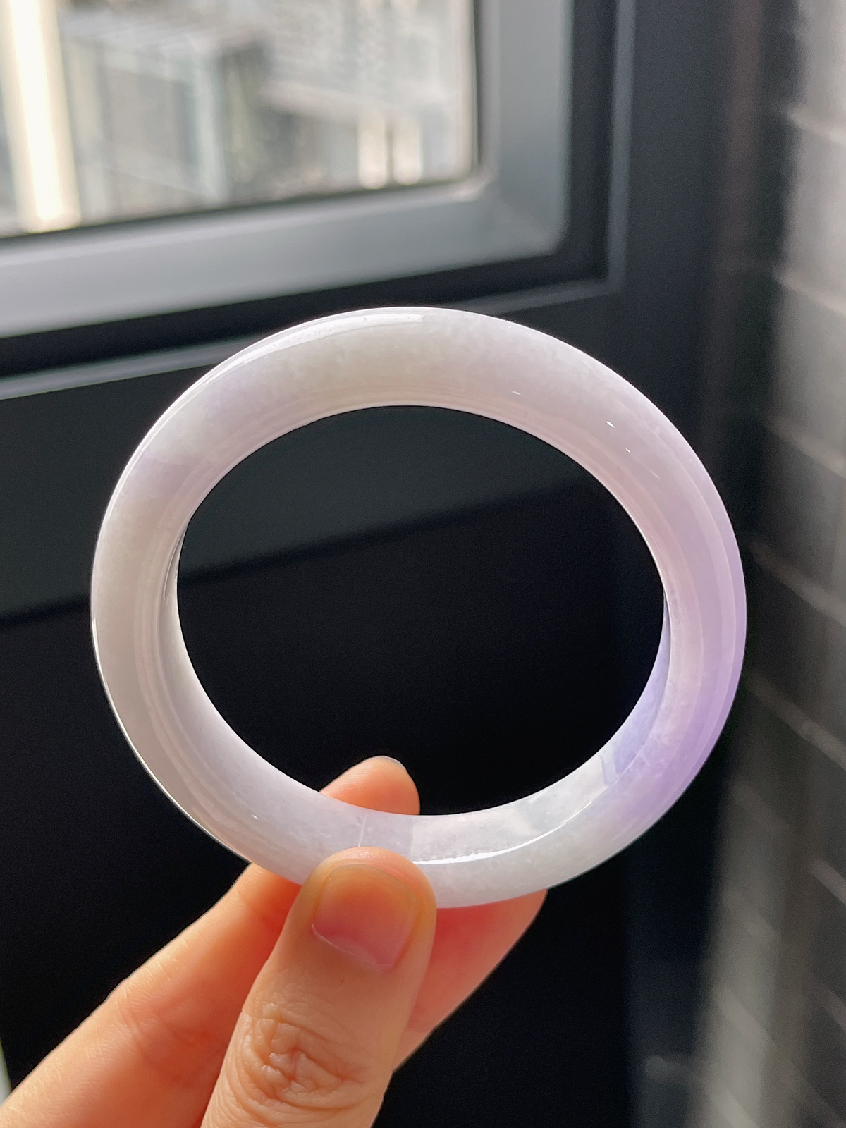 正圈53.5圈口，翡翠糯化种紫色手镯