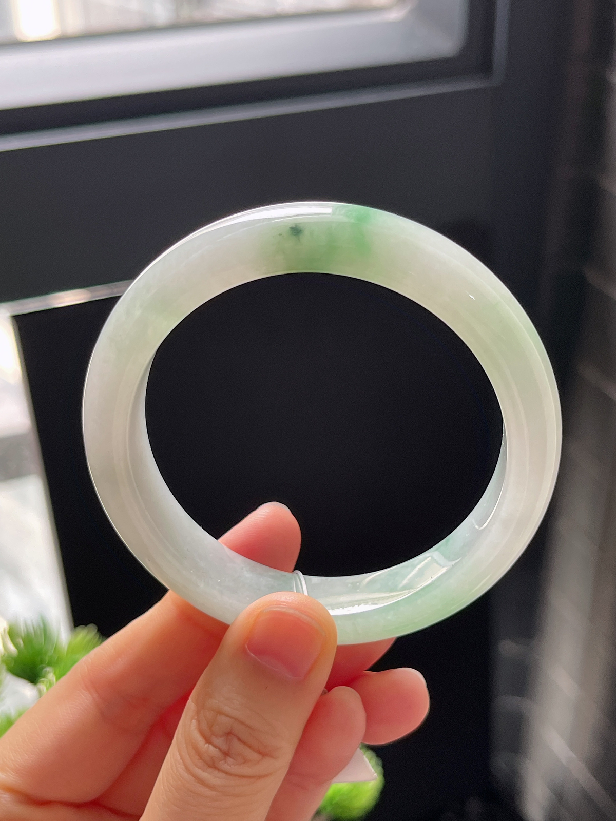 正圈54圈口，翡翠冰糯种飘花手镯