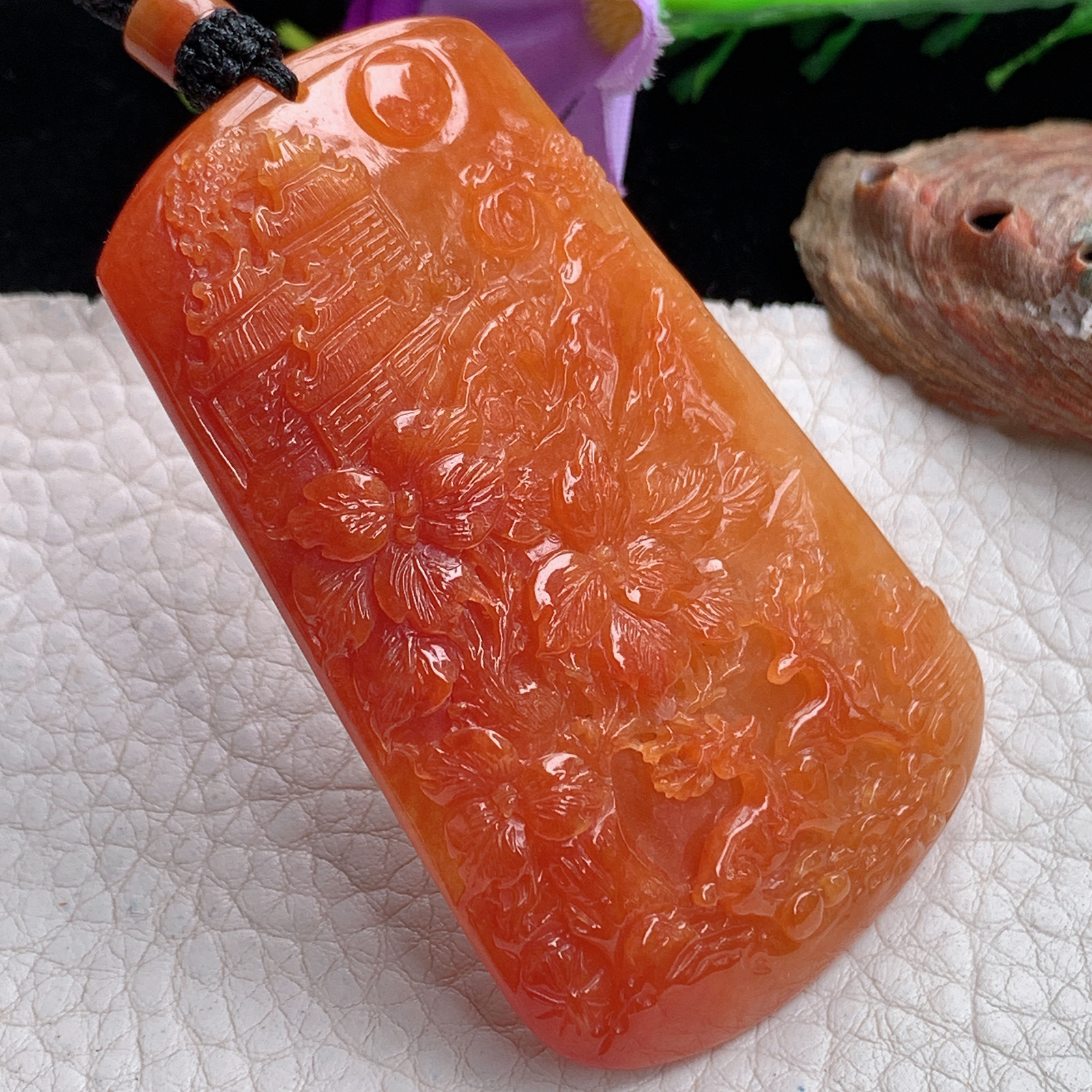 Csy实拍66.8*41*8缅甸翡翠红翡福禄祥瑞吊坠 红红火火玉坠