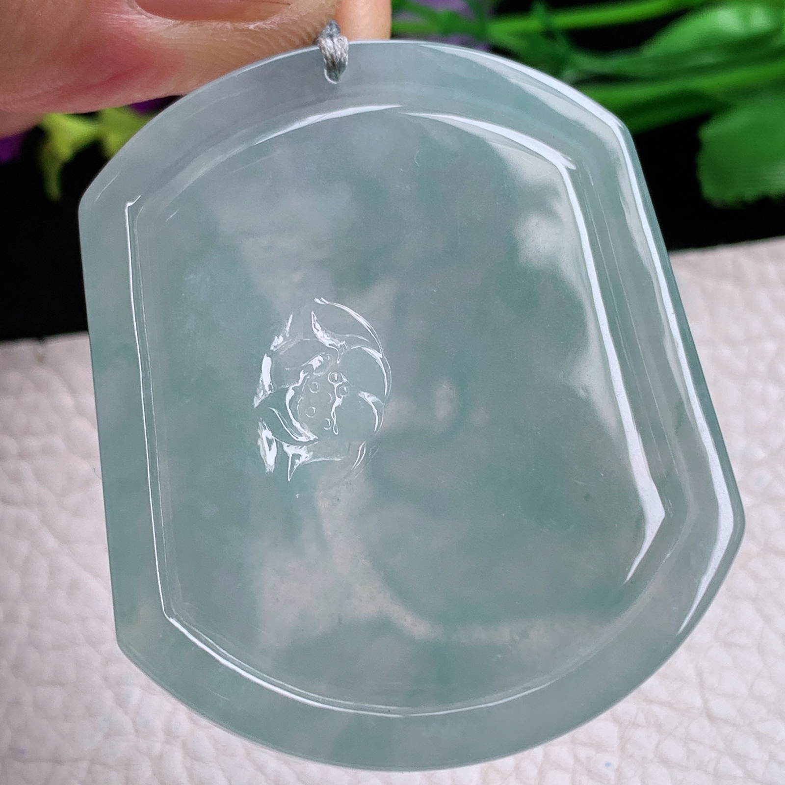 rp实拍54*46.5*7.2天然缅甸翡翠冰透大势至观音菩萨吊坠灵山菩萨