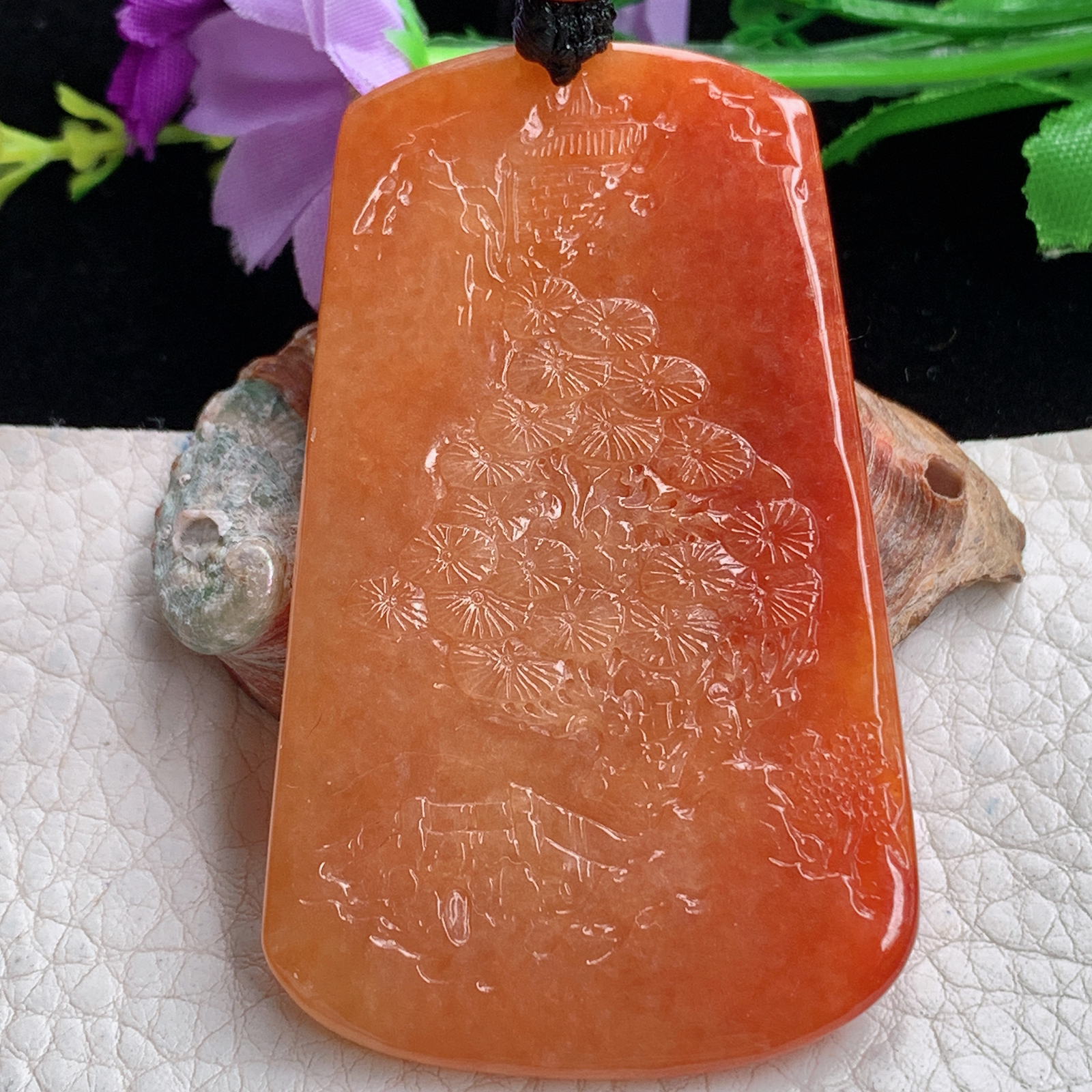 Csy实拍66.8*41*8缅甸翡翠红翡福禄祥瑞吊坠 红红火火玉坠