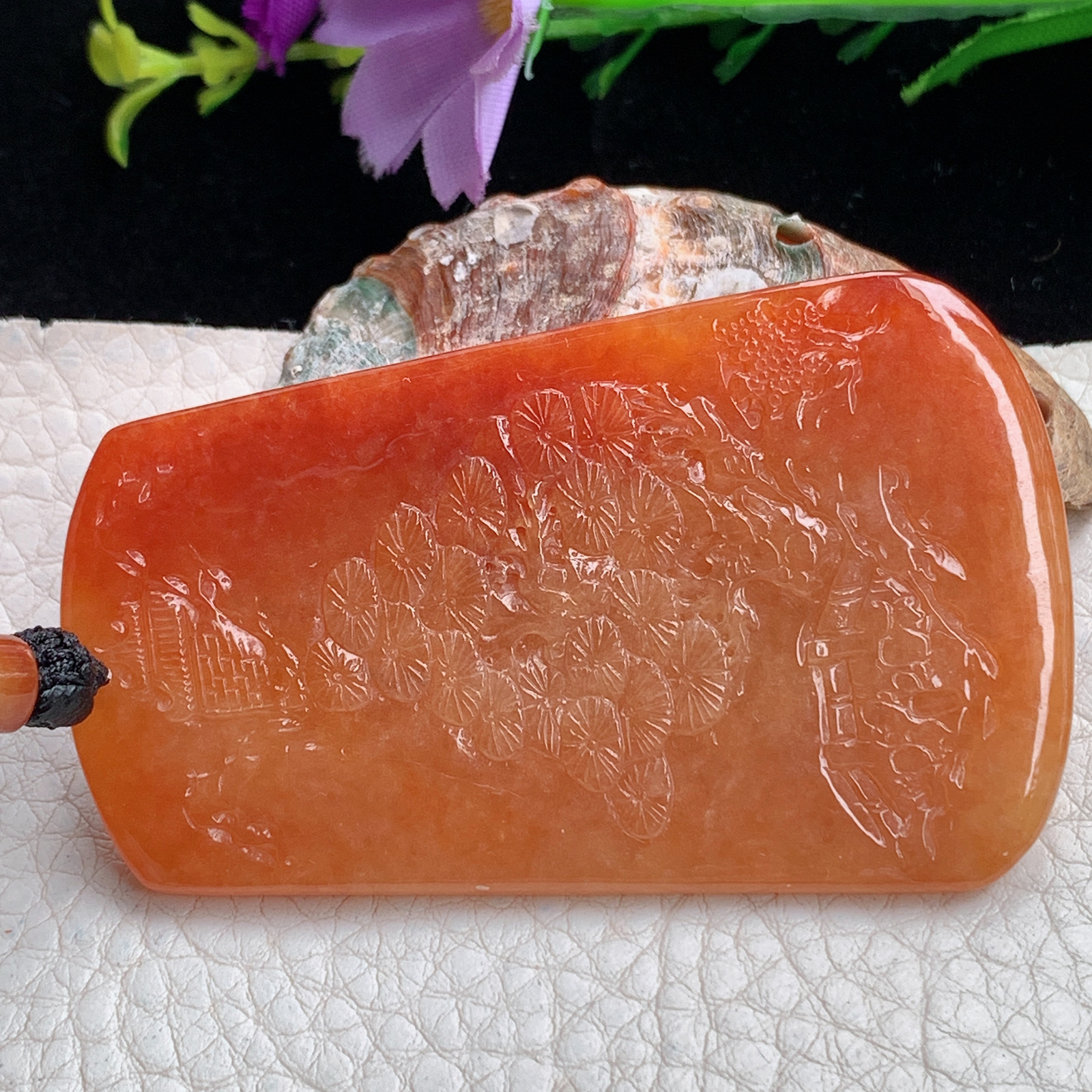 Csy实拍66.8*41*8缅甸翡翠红翡福禄祥瑞吊坠 红红火火玉坠