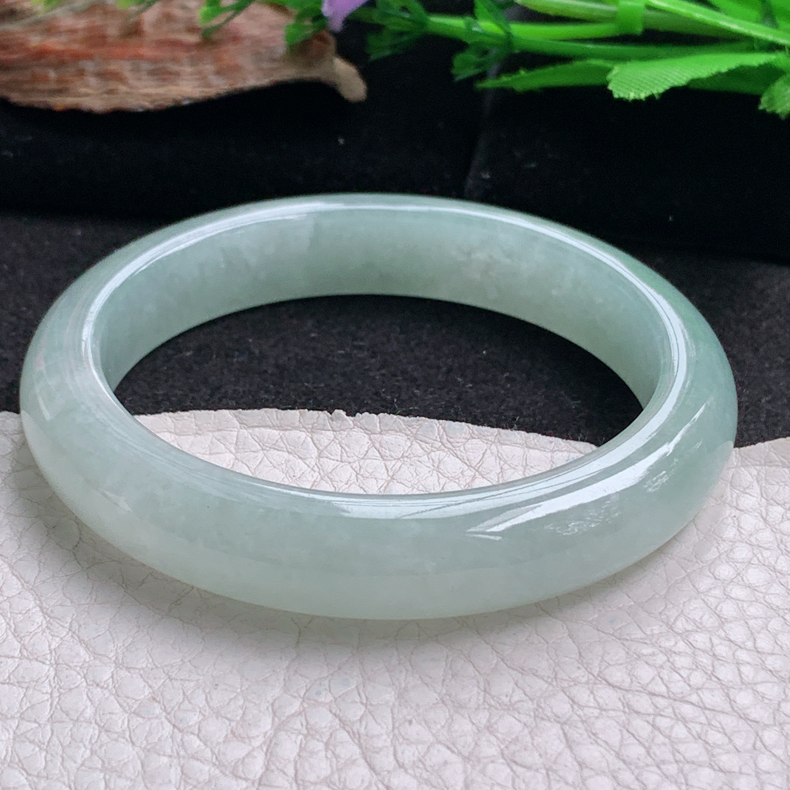 hy实拍57*11.6*8.3平安镯 天然翡翠a货手镯冰晴秀气正圈玉镯子