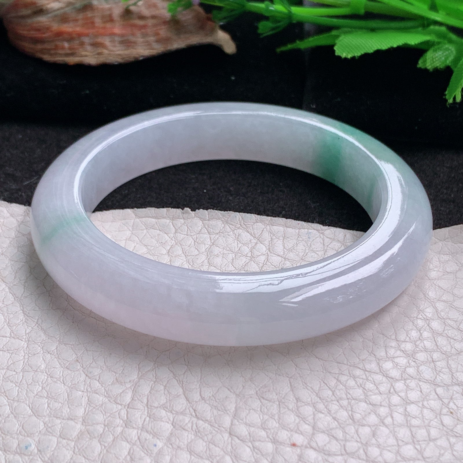 xc实拍56.3*11.5*10平安镯 天然翡翠a货手镯冰胶飘花厚装正圈玉镯子