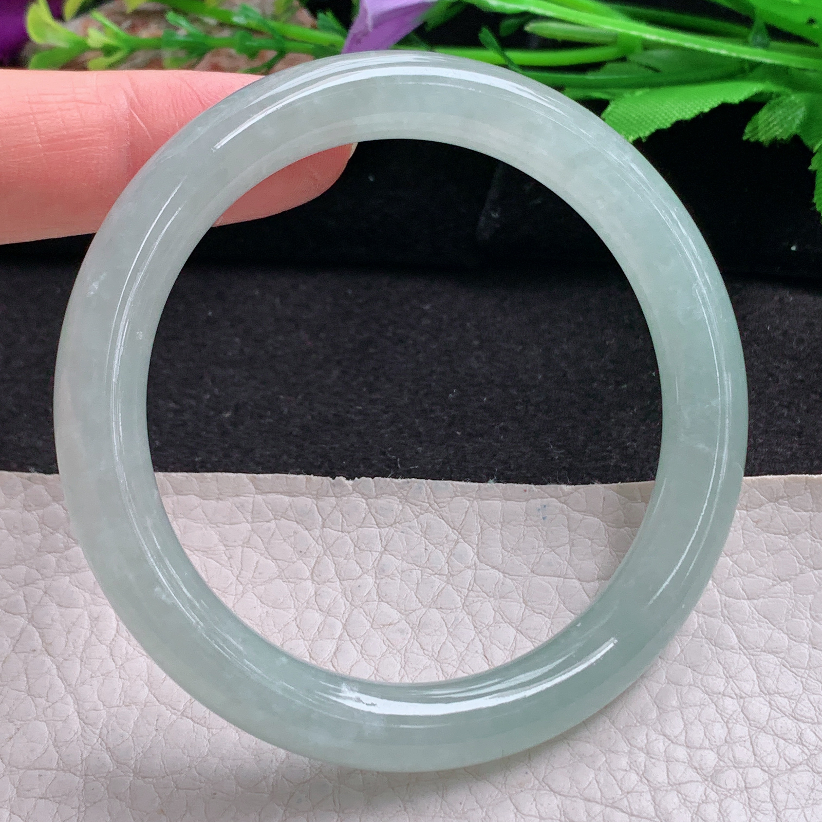 hy实拍56*9.3*8.8美人镯 天然翡翠a货手镯冰晴秀气圆条正圈玉镯子