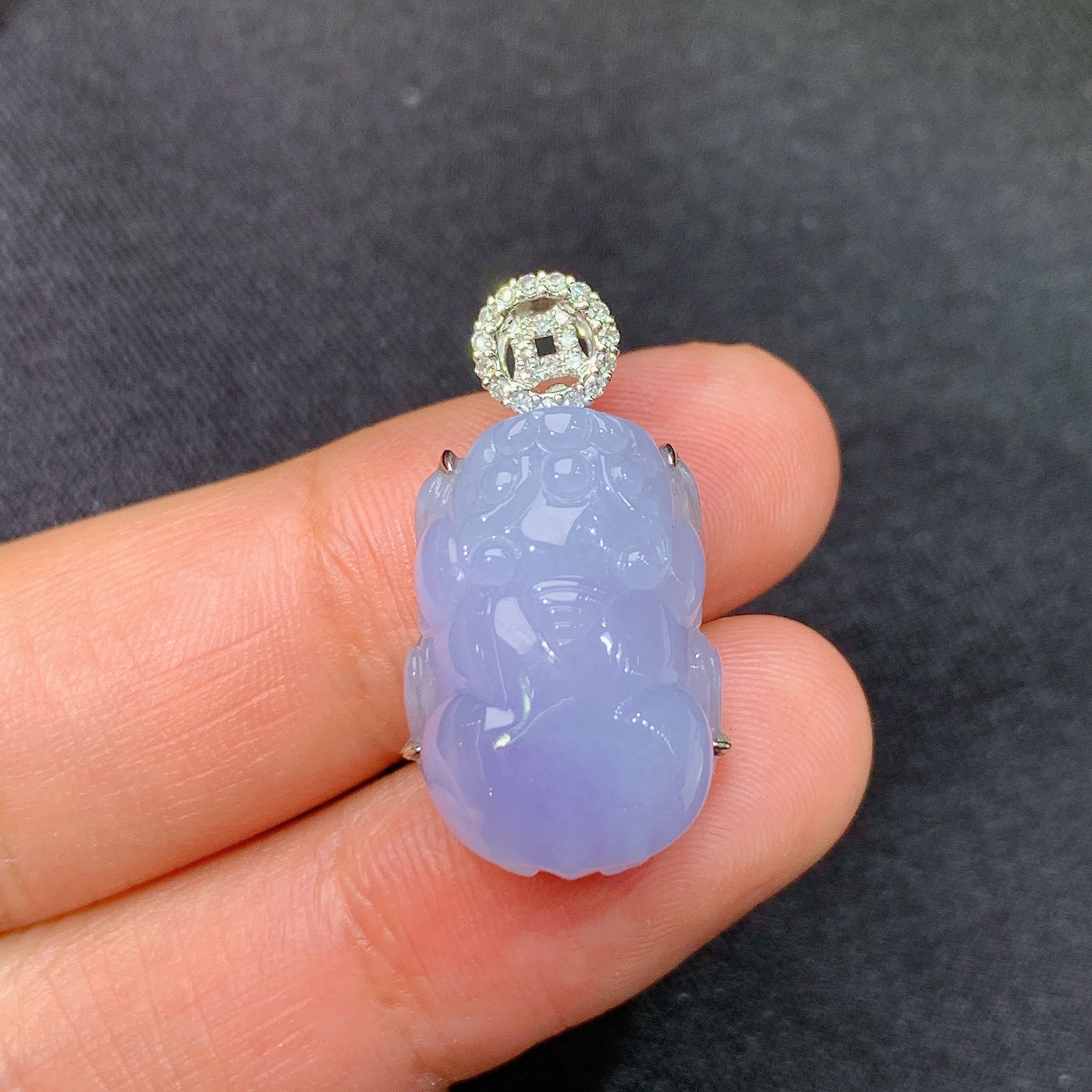 紫罗兰貔貅吊坠，18k金镶嵌，温润细腻，颜色鲜艳 Zha 尺寸24.9*14*8.9