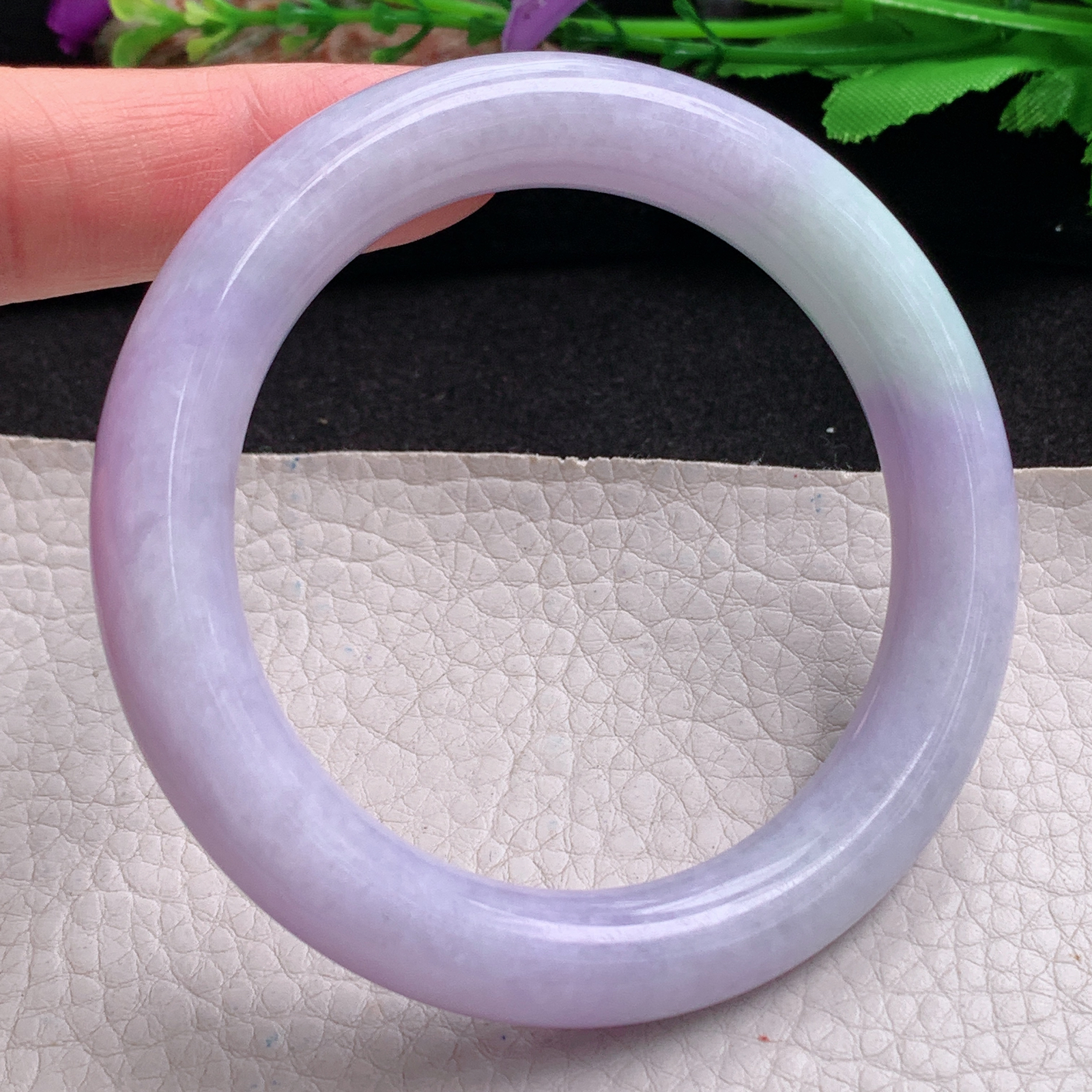 ee实拍57.8*11*10.6美人镯 天然翡翠a货手镯水润紫罗兰圆条玉镯子