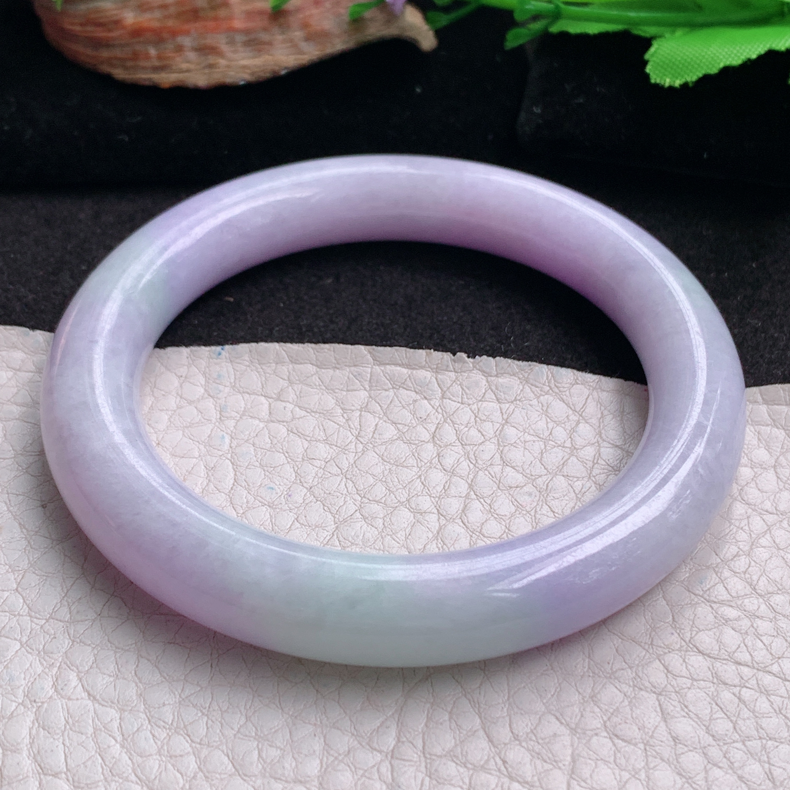 ee实拍57.8*11*10.6美人镯 天然翡翠a货手镯水润紫罗兰圆条玉镯子