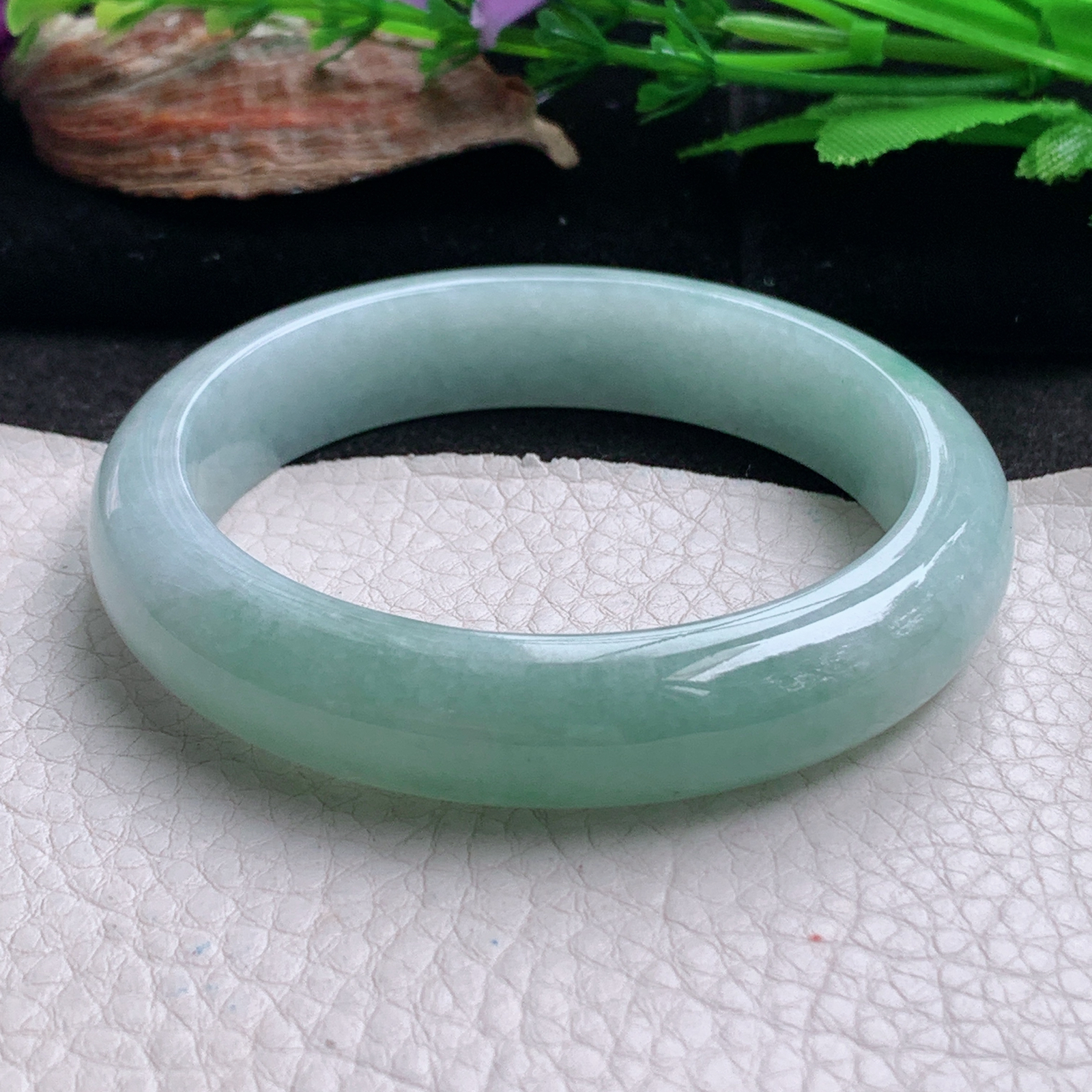 ym实拍56.5*12.8*8.3平安镯 天然翡翠a货手镯冰晴清秀正圈玉镯子