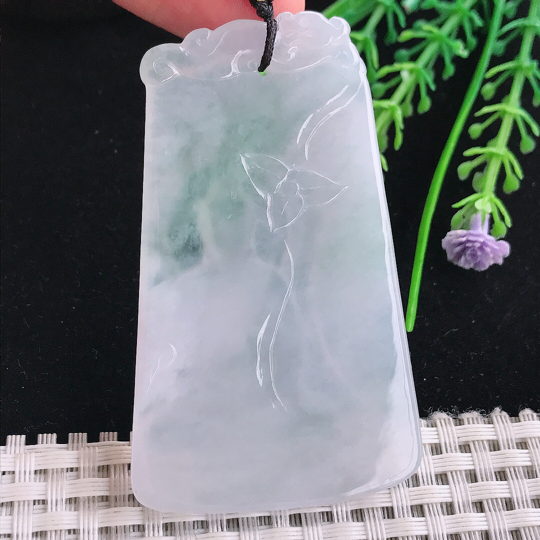 实拍A货翡翠64/38.5/5.6老坑冰胶果冻阿弥陀佛吊坠翡翠玉佛挂件