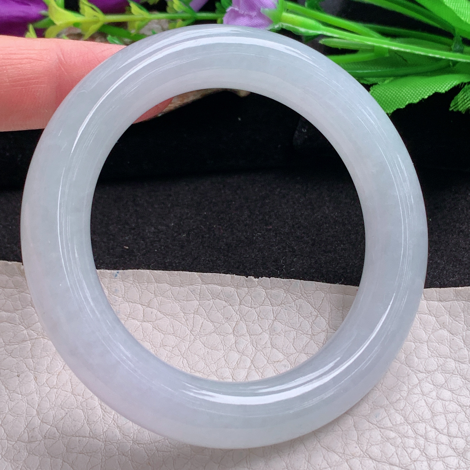 ee实拍54.5*11.6*11.8胖圆镯 天然翡翠a货手镯润润白月光条玉镯子