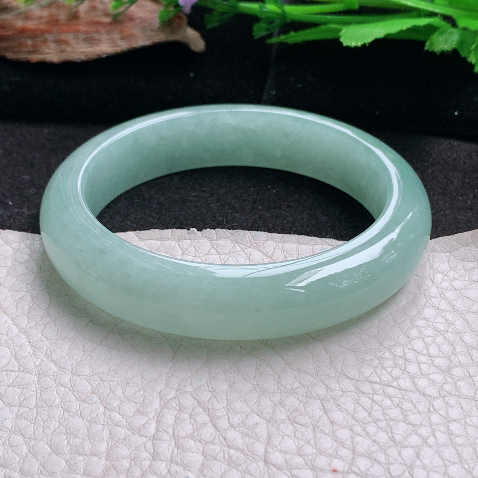 hy实拍54.5*12.8*8.3平安镯 天然翡翠a货手镯冰晴厚装正圈玉镯子