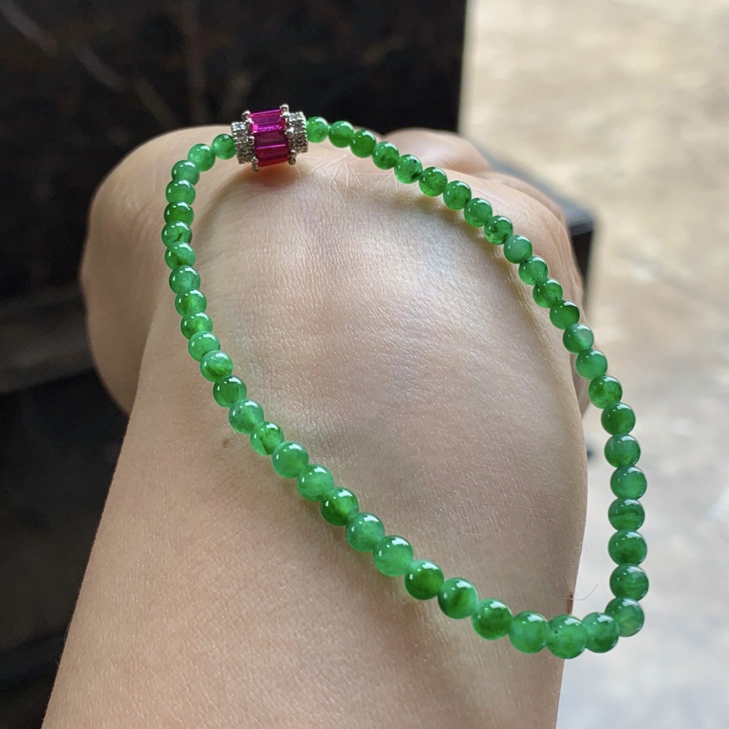 冰绿手串^_^冰透 种水足