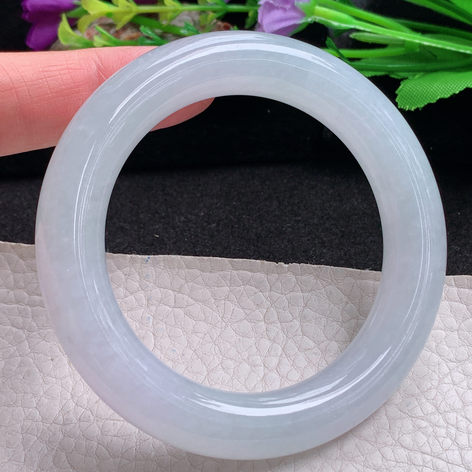 ee实拍54.5*11.6*11.8胖圆镯 天然翡翠a货手镯润润白月光条玉镯子