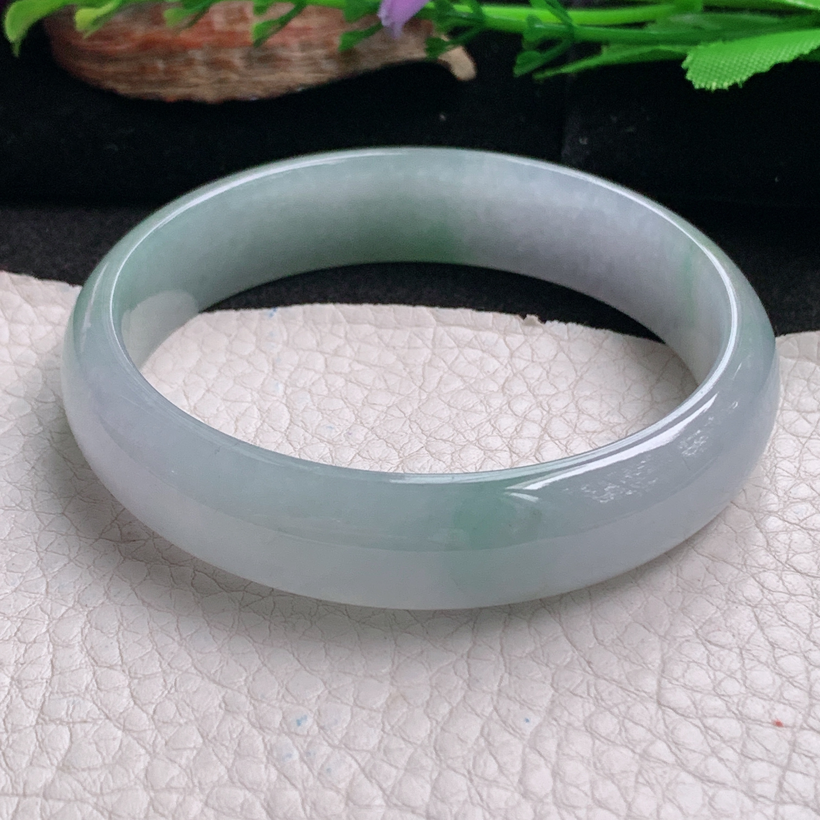 hh实拍59.8*14*7平安镯 天然翡翠a货手镯冰润晴水正圈玉镯子