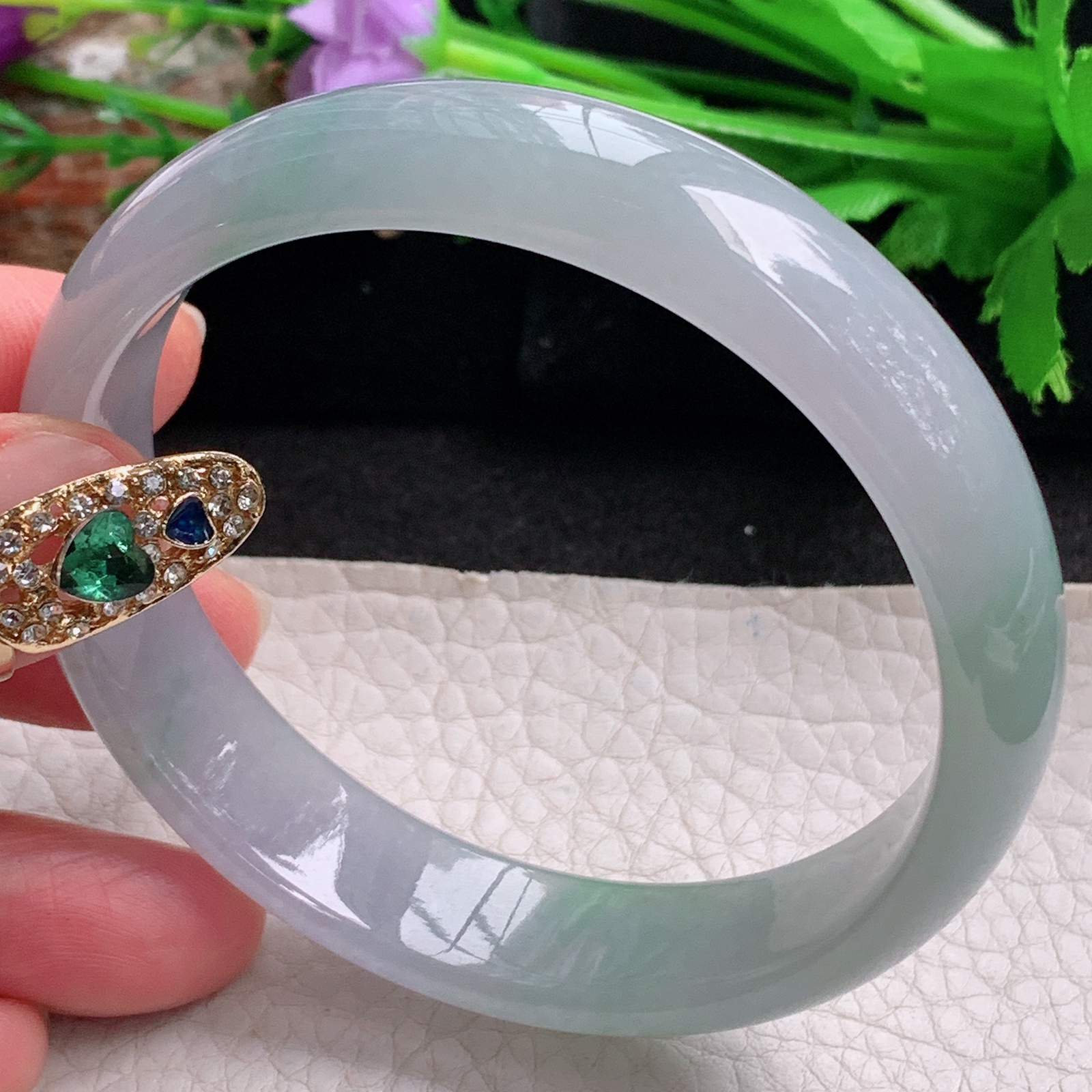 hh实拍59.8*14*7平安镯 天然翡翠a货手镯冰润晴水正圈玉镯子