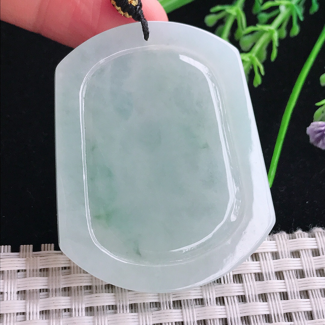 实拍A货翡翠50.8/41/6.3老坑冰纯起胶冰晴持莲观音吊坠翡翠玉大势至挂件