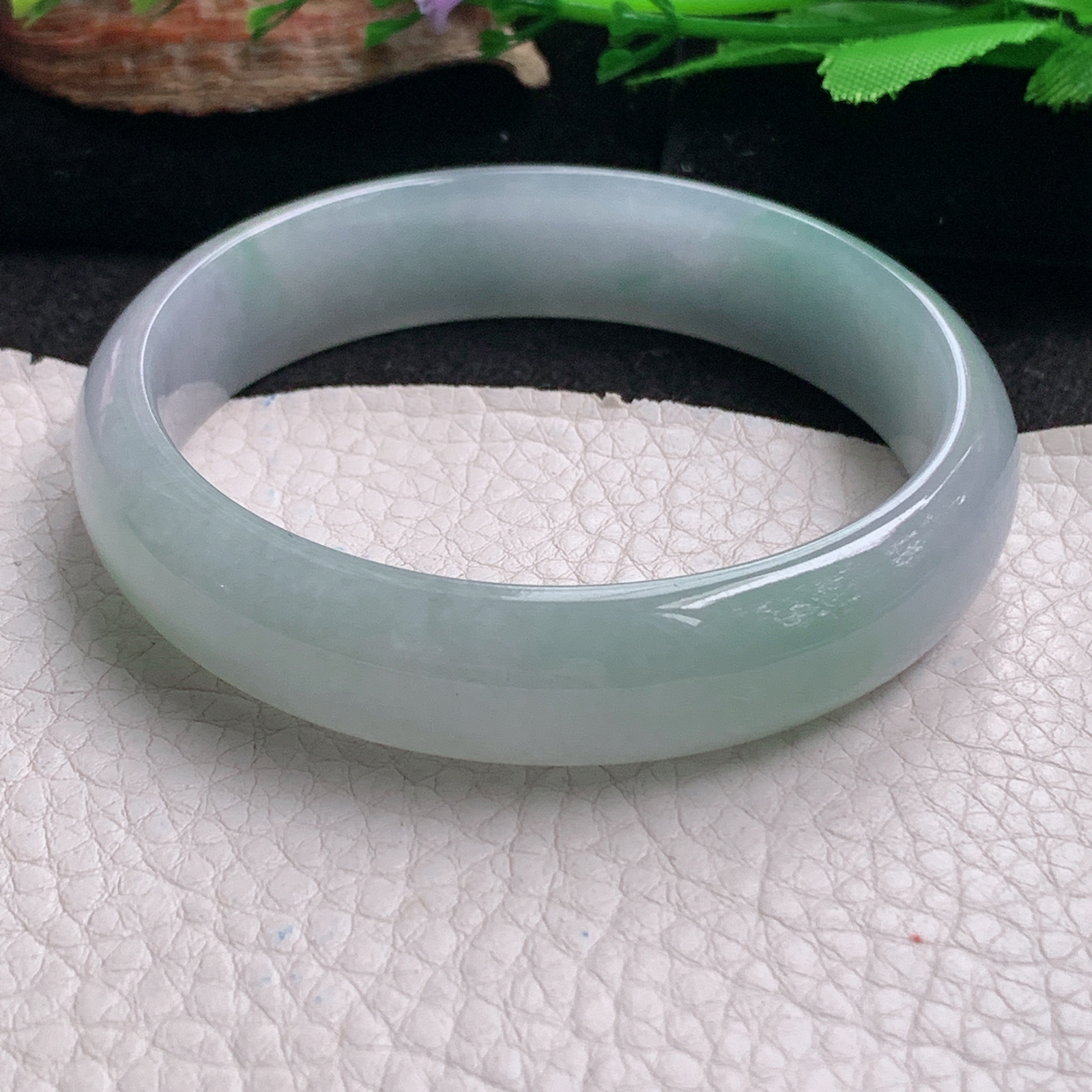 hh实拍59.8*14*7平安镯 天然翡翠a货手镯冰润晴水正圈玉镯子