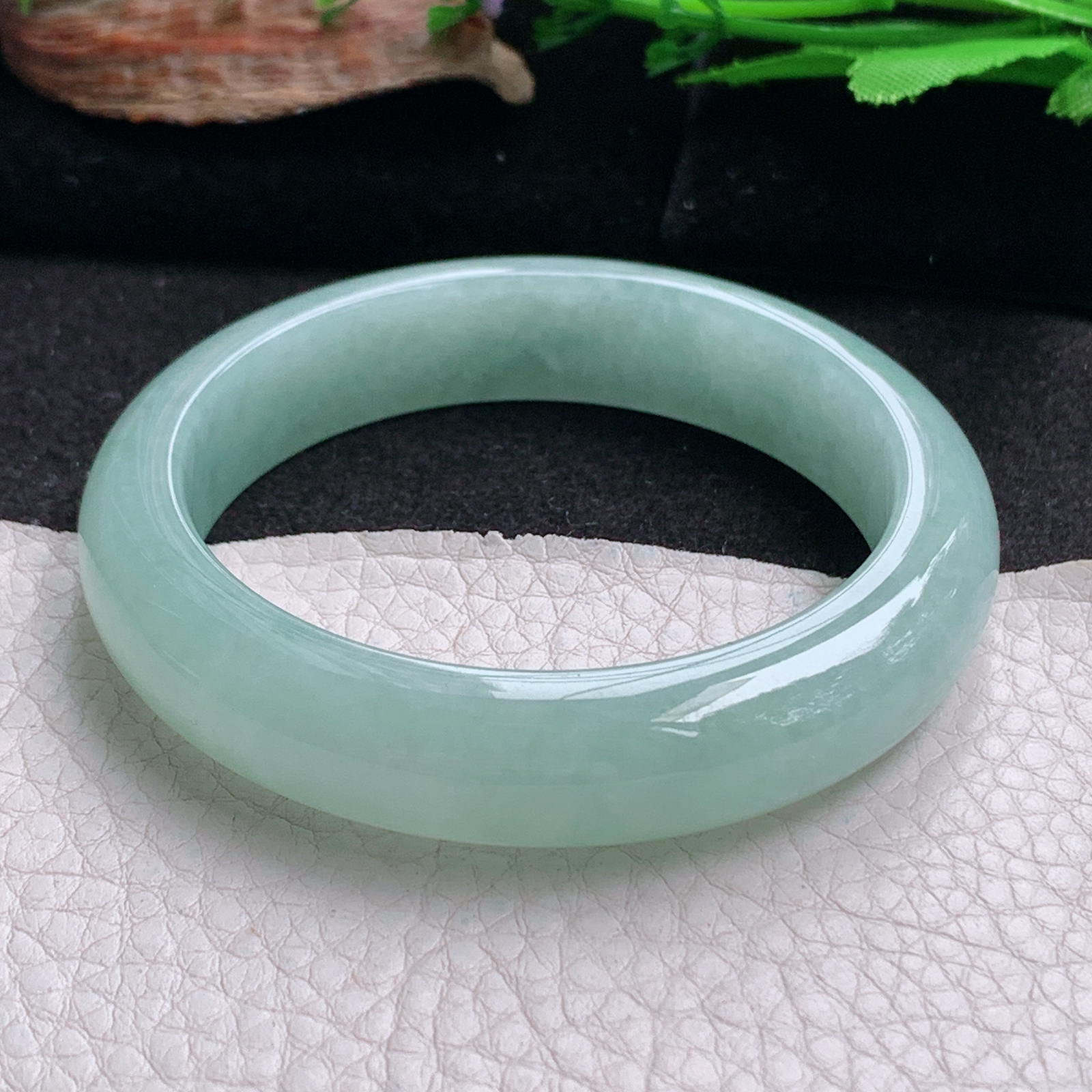 hy实拍54.5*12.8*8.3平安镯 天然翡翠a货手镯冰晴厚装正圈玉镯子