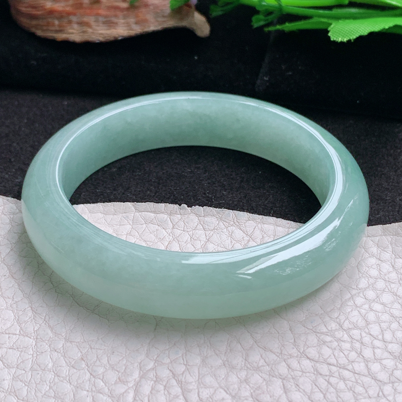 hy实拍54.5*12.8*8.3平安镯 天然翡翠a货手镯冰晴厚装正圈玉镯子