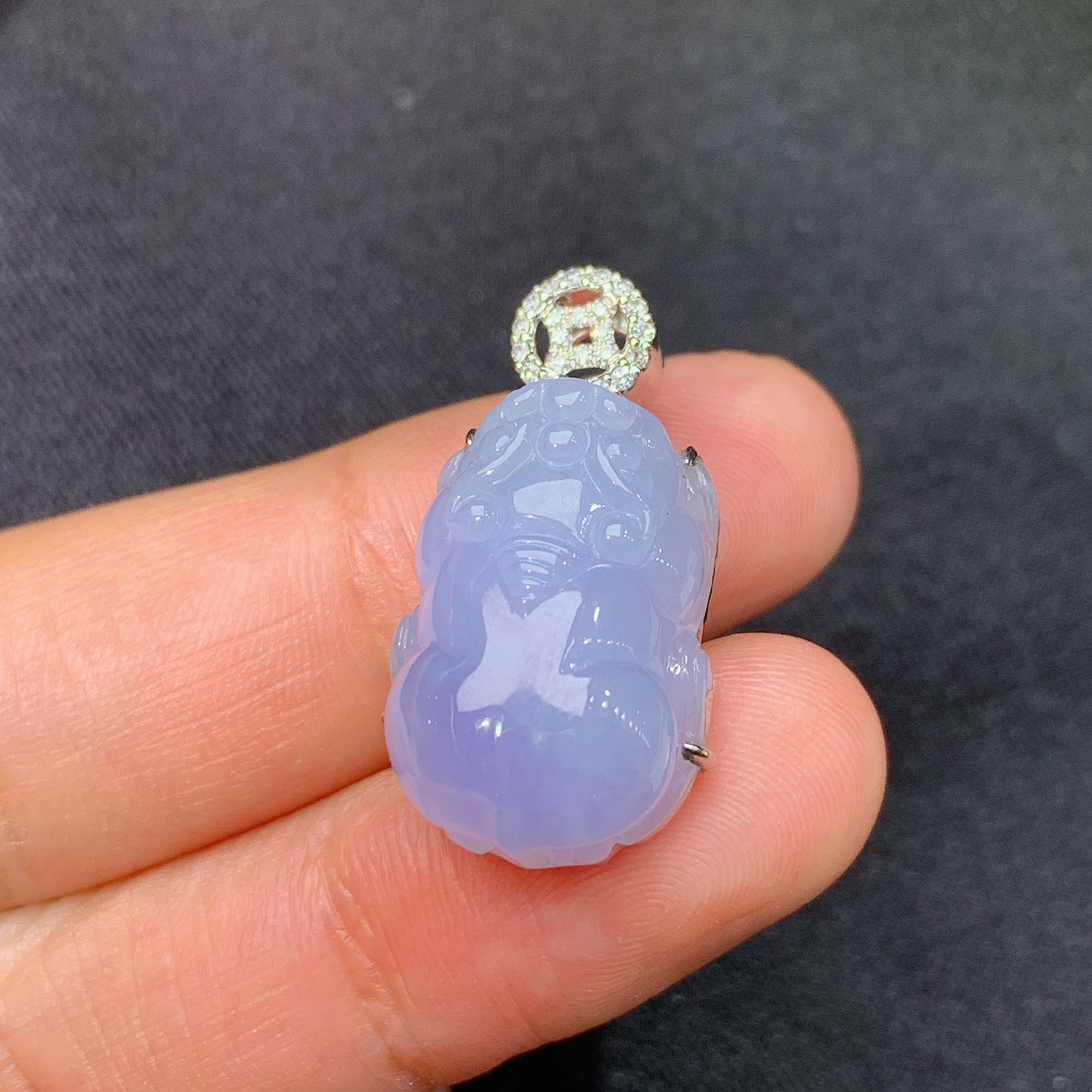 紫罗兰貔貅吊坠，18k金镶嵌，温润细腻，颜色鲜艳 Zha 尺寸24.9*14*8.9