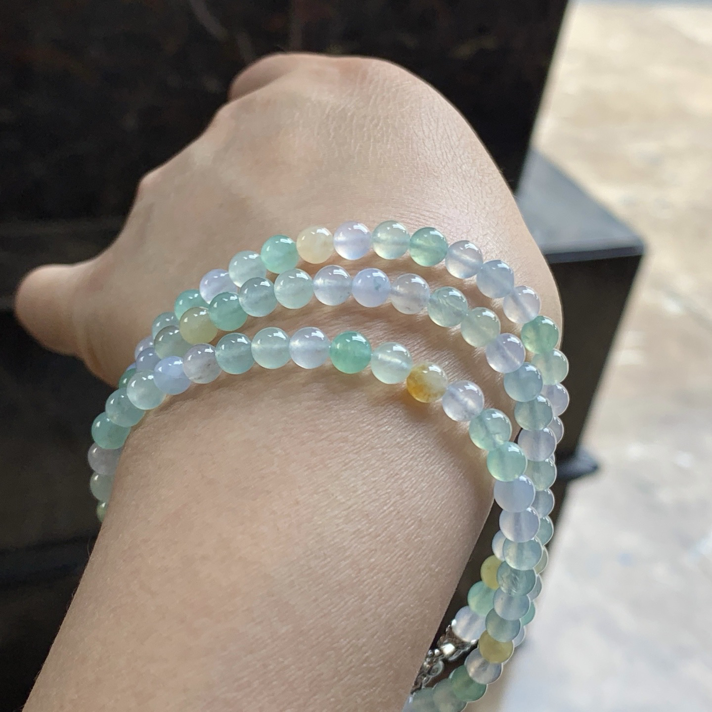 冰种甜甜的珠链^_^冰透 水润