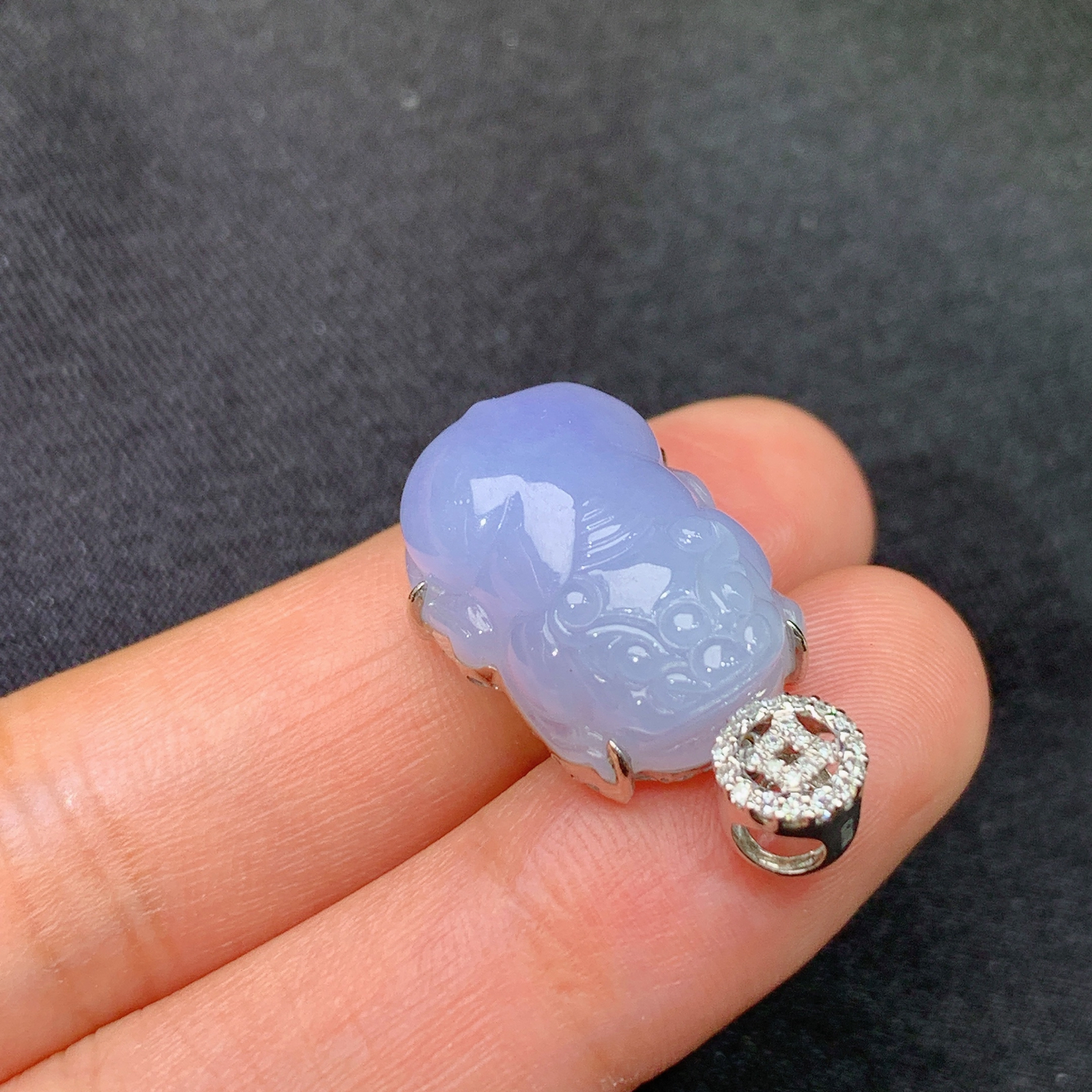 紫罗兰貔貅吊坠，18k金镶嵌，温润细腻，颜色鲜艳 Zha 尺寸24.9*14*8.9