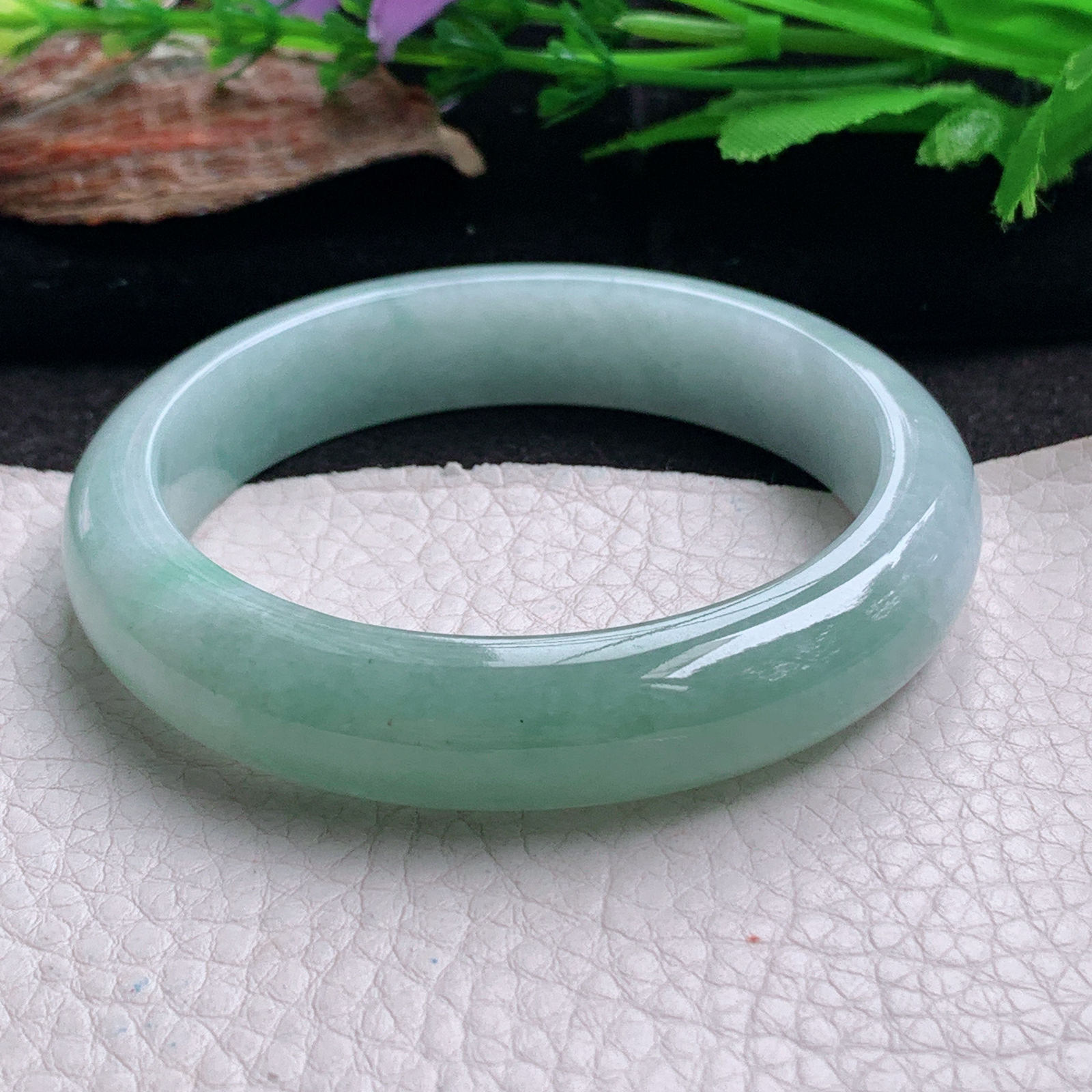 ym实拍56.5*12.8*8.3平安镯 天然翡翠a货手镯冰晴清秀正圈玉镯子