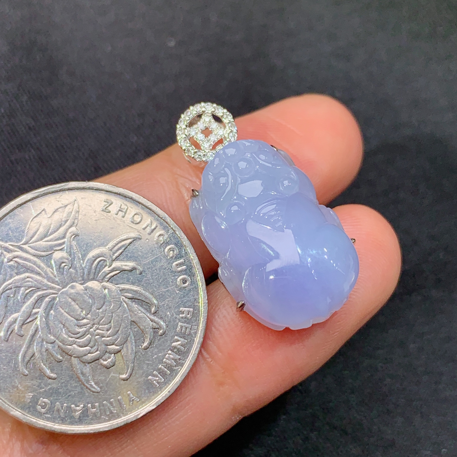 紫罗兰貔貅吊坠，18k金镶嵌，温润细腻，颜色鲜艳 Zha 尺寸24.9*14*8.9