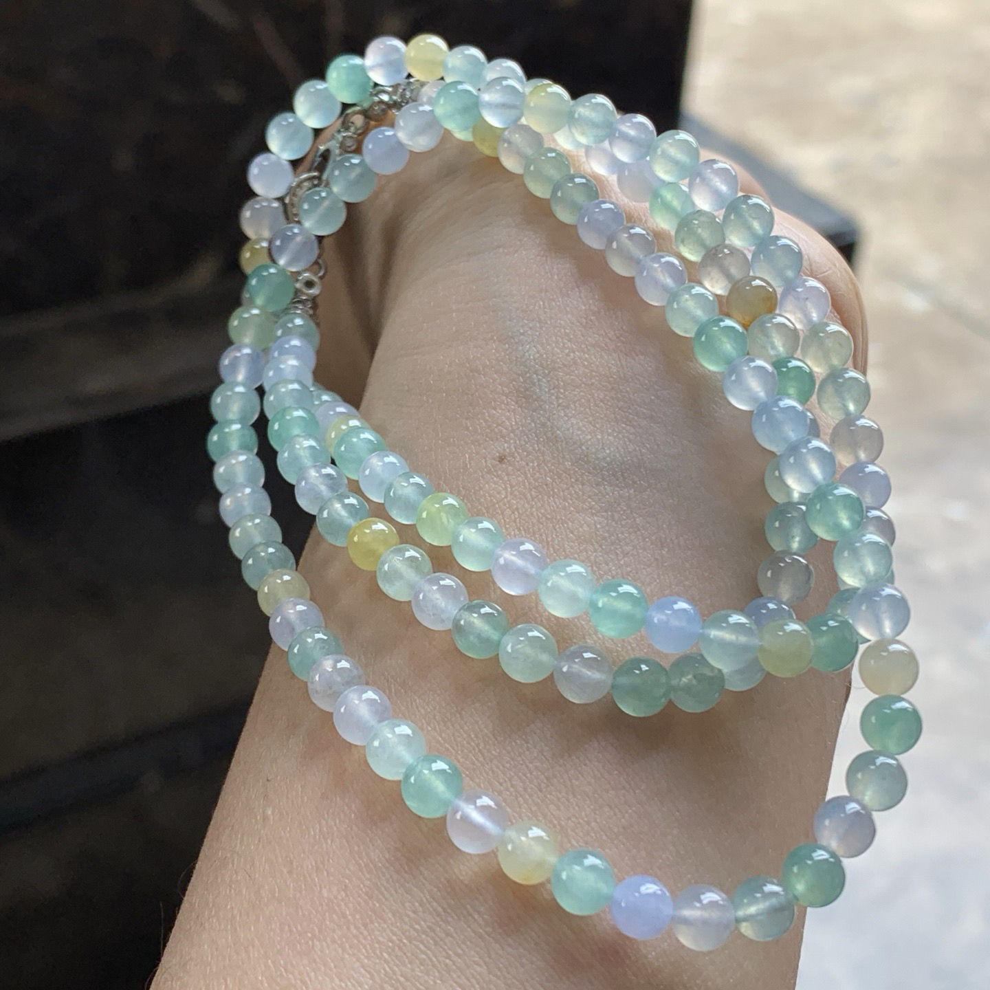 冰种甜甜的珠链^_^冰透 水润