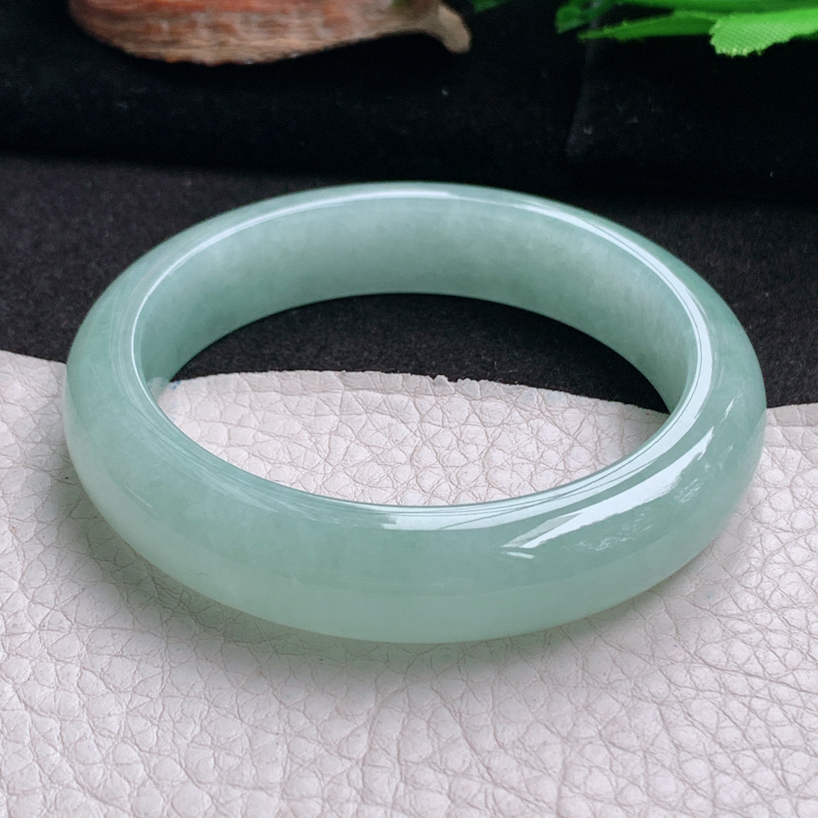 hy实拍54.5*12.8*8.3平安镯 天然翡翠a货手镯冰晴厚装正圈玉镯子