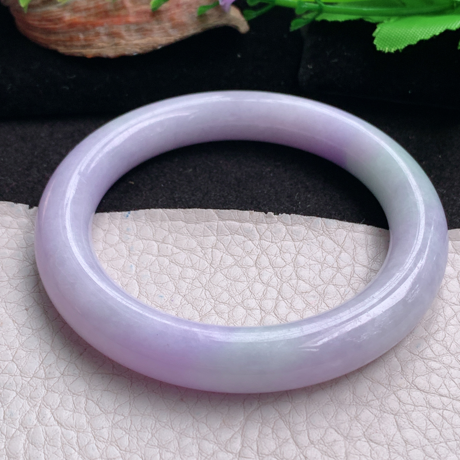 ee实拍57.8*11*10.6美人镯 天然翡翠a货手镯水润紫罗兰圆条玉镯子