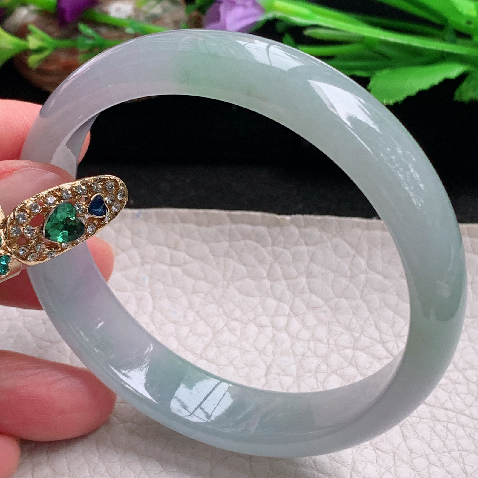 hh实拍59.8*14*7平安镯 天然翡翠a货手镯冰润晴水正圈玉镯子