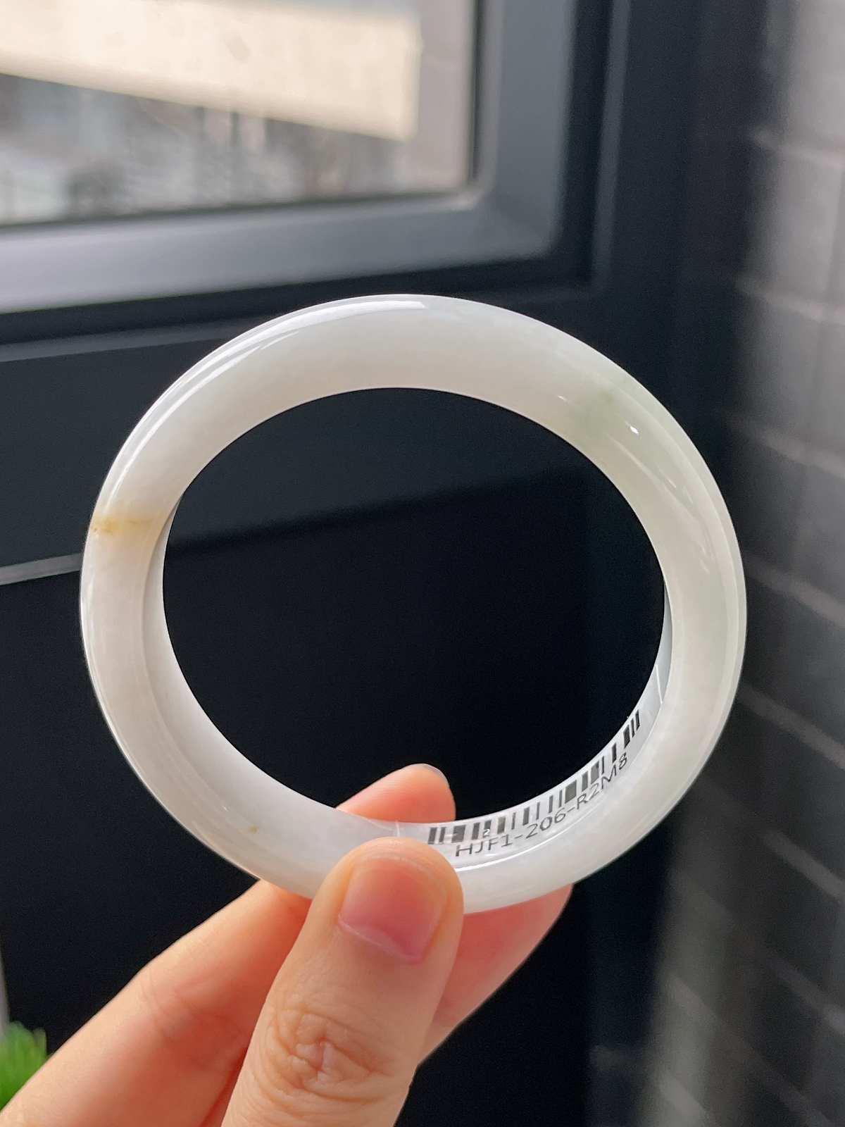 正圈56圈口，翡翠糯化种白色手镯