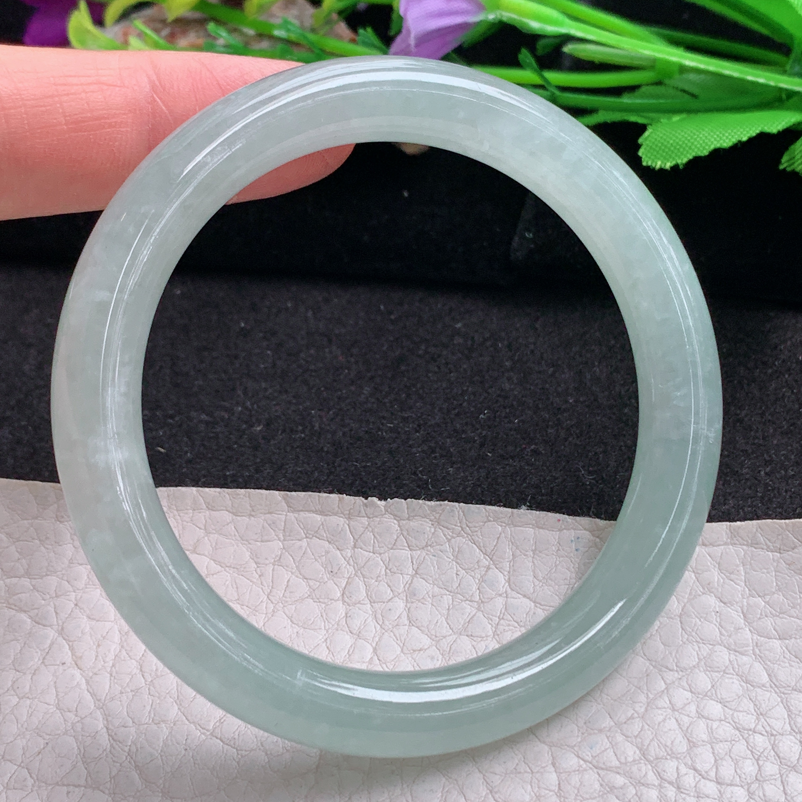 hy实拍56*9.3*8.8美人镯 天然翡翠a货手镯冰晴秀气圆条正圈玉镯子