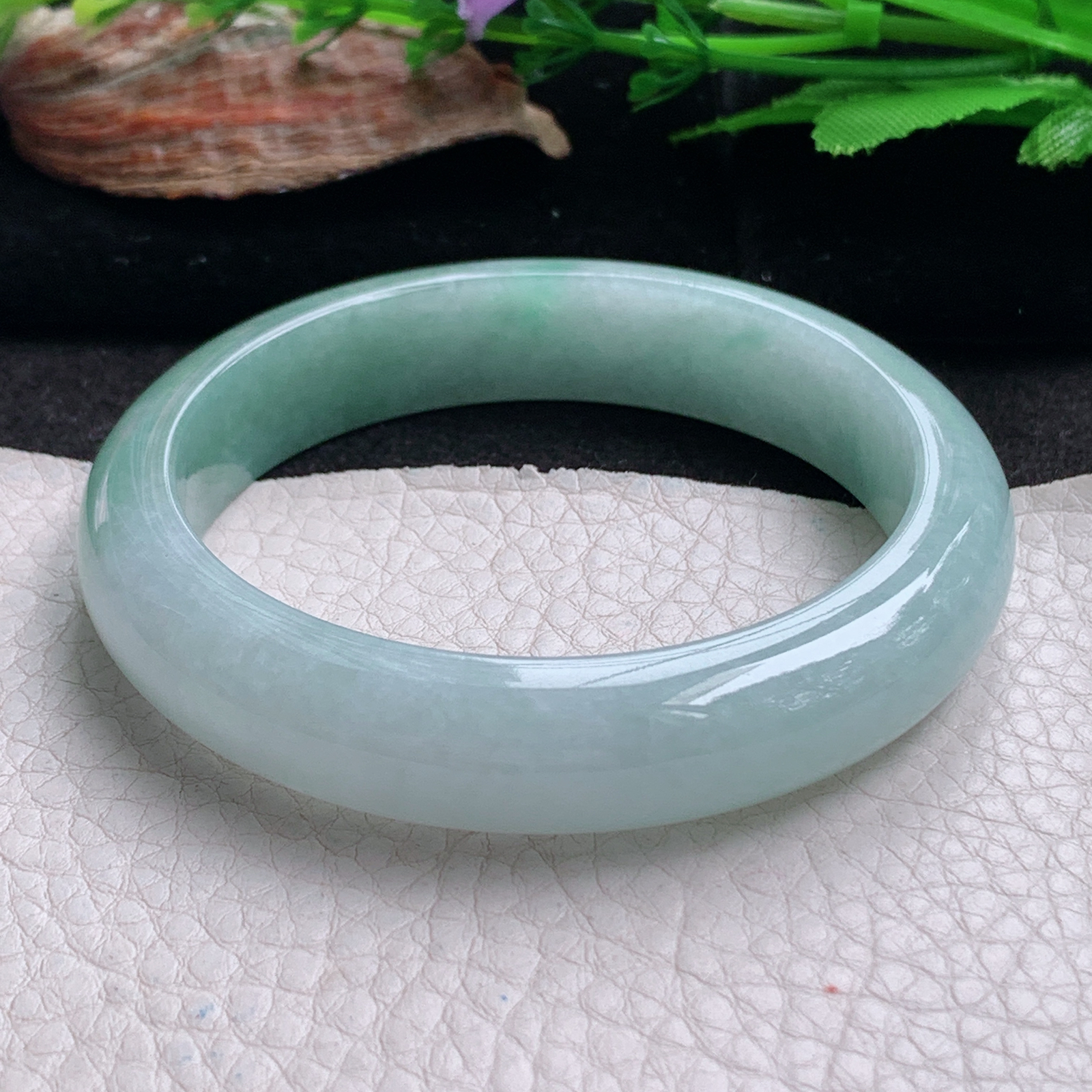 ym实拍56.5*12.8*8.3平安镯 天然翡翠a货手镯冰晴清秀正圈玉镯子